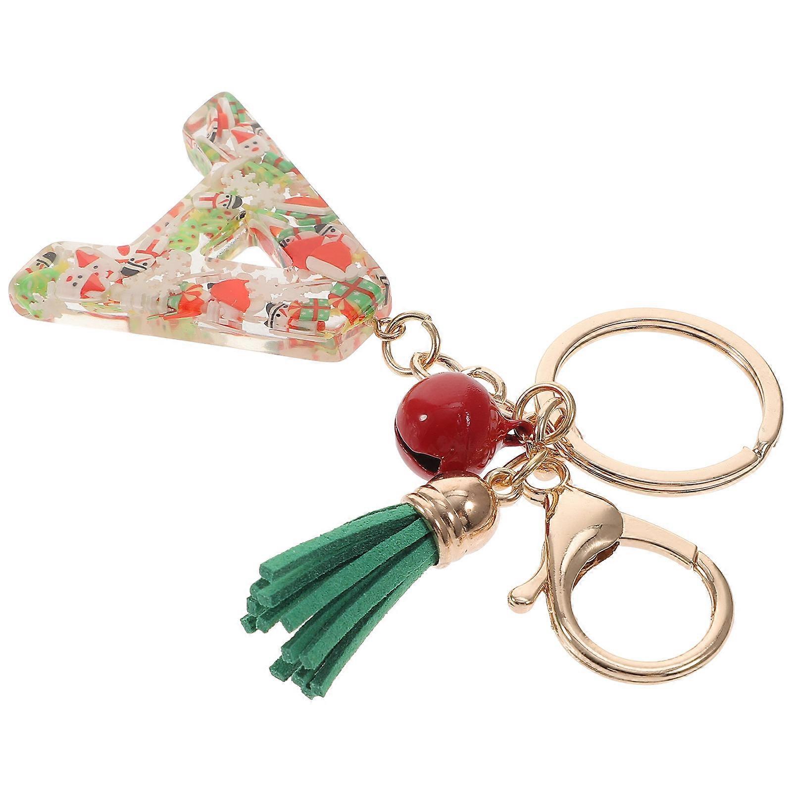 Multicolor Letter Keyring Resin Christmas Keychain for Decor 2Pcs Set