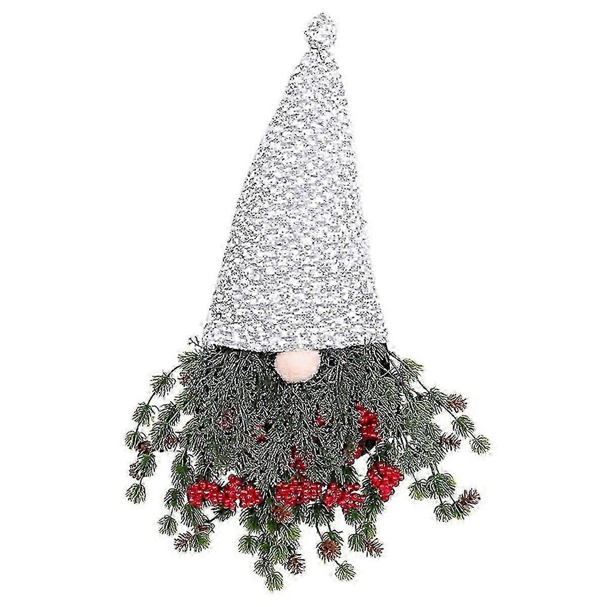 Christmas Decorations Gnome Wearing Festive Wreath with Red Berries for Window Restaurant Home