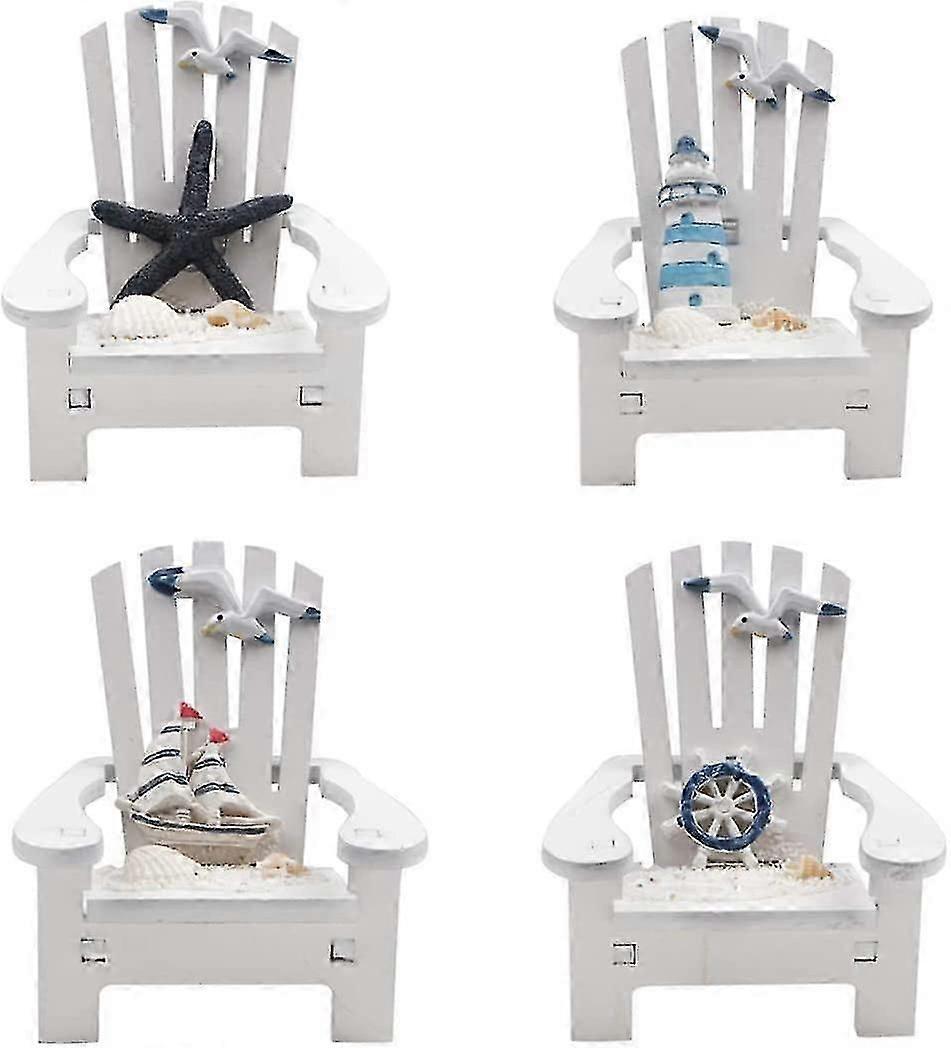 Decorative Ornaments Beach Chair Ornament Mini Wooden Craft Decorations For Doll House 4pcs