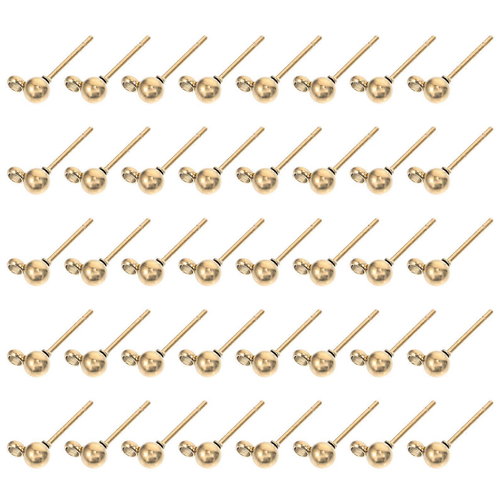 DIY Ear Components 100Pcs Golden Stainless Steel Earring Supplies For Craftsmen With Round Shape 1.5X0.6cm Simple Design Safe For Sensitive Ears