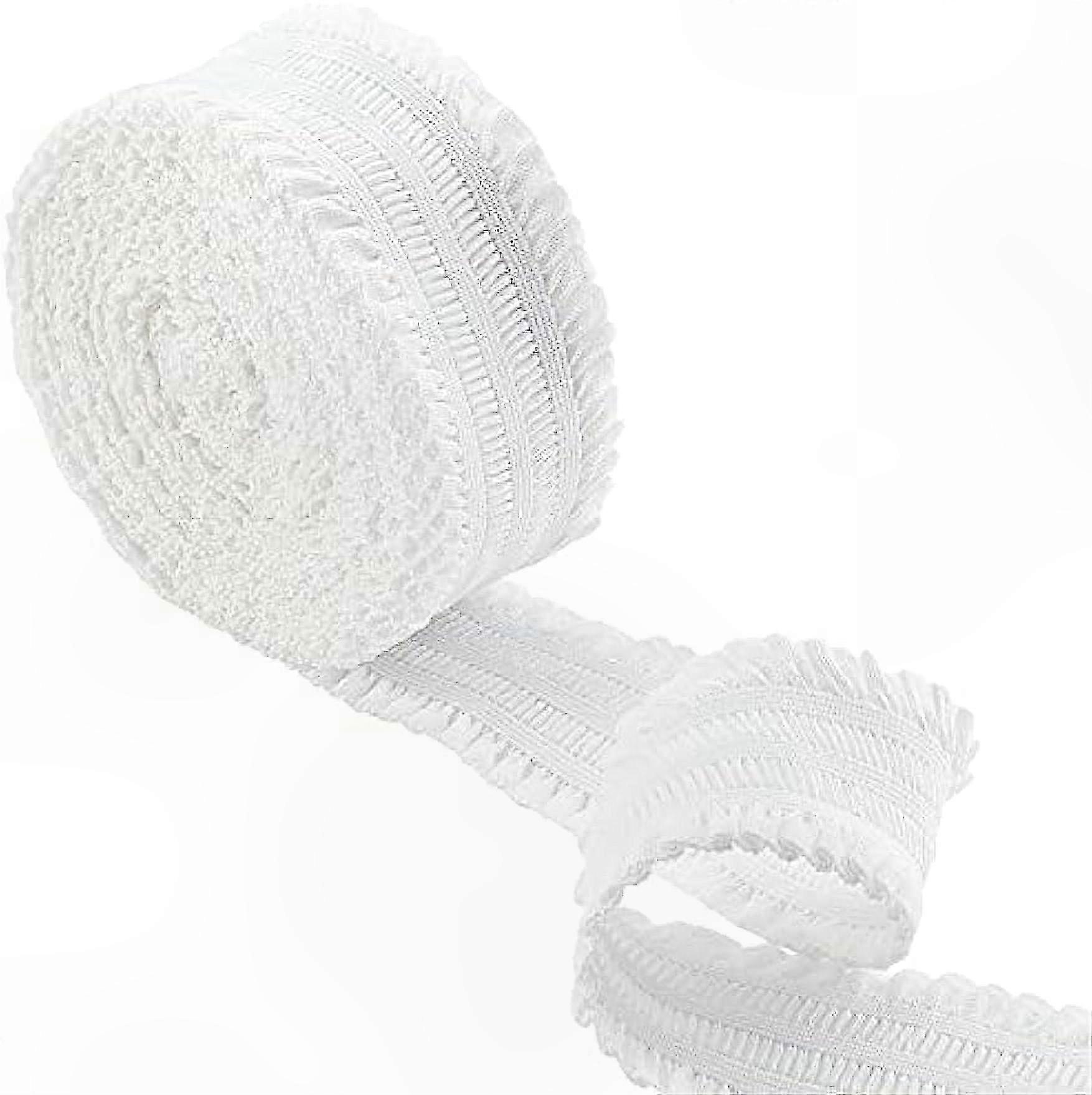 Lace Trim Ribbon for Crafting and Sewing Projects with White Design