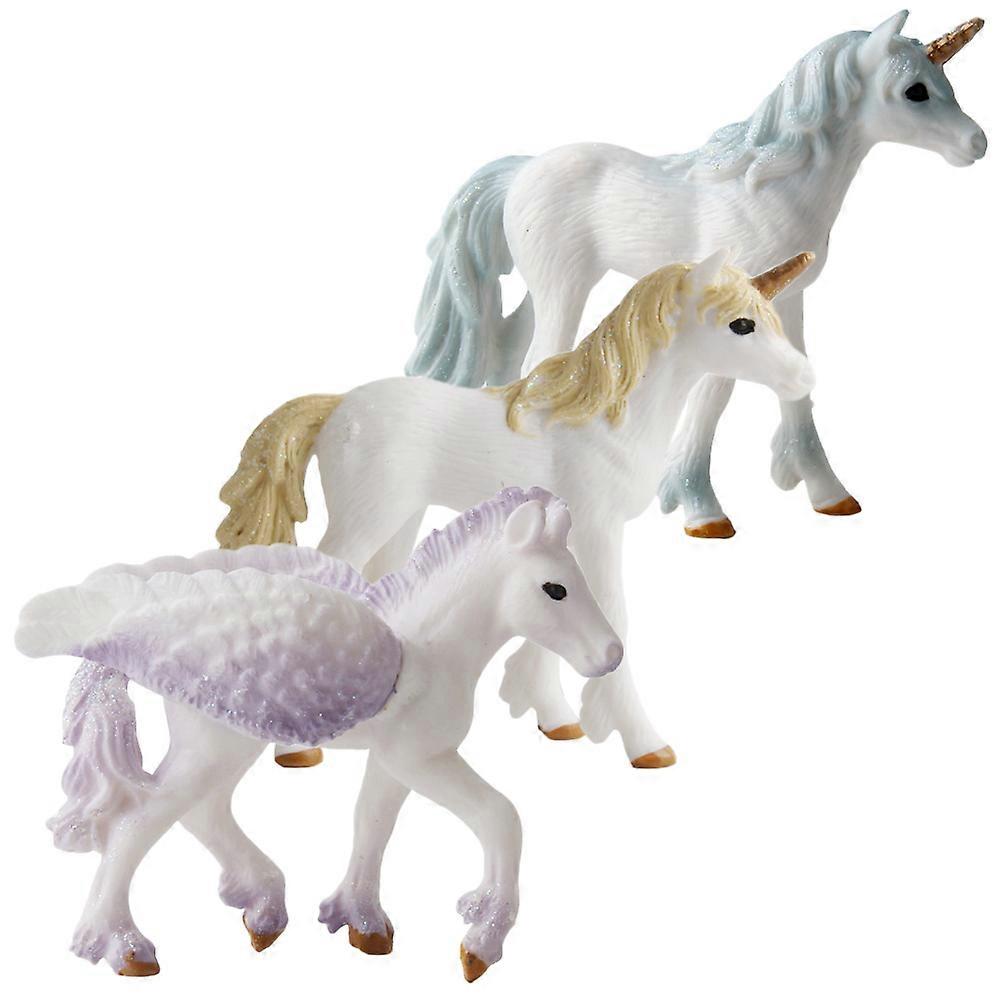 Realistic Simulation Unicorn Model Plastic Figurines for Decor 3Pcs