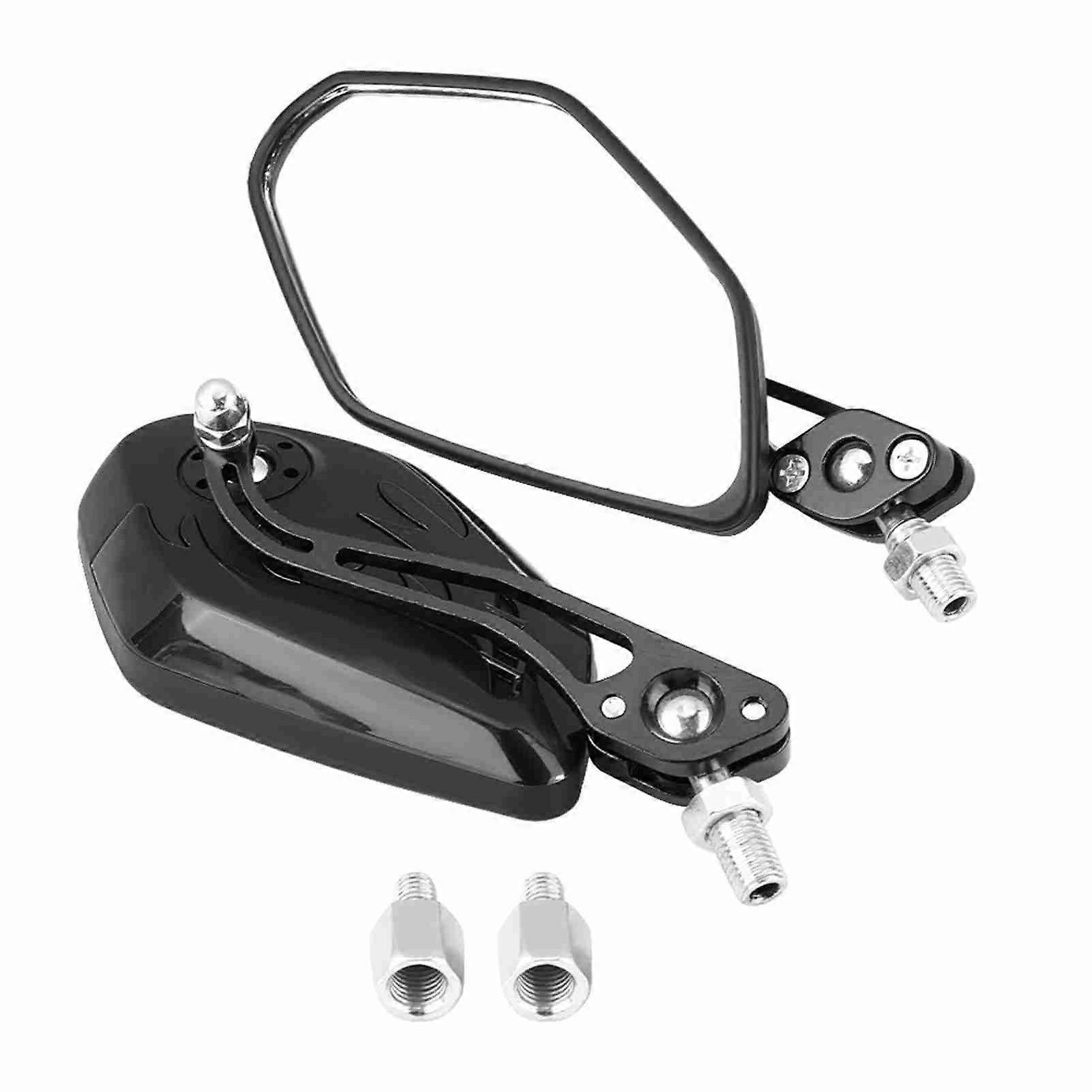 1 Pair of 8mm 10mm Motorcycle Aluminum Flame Pattern Rear View Mirrors Carbon Fiber Black