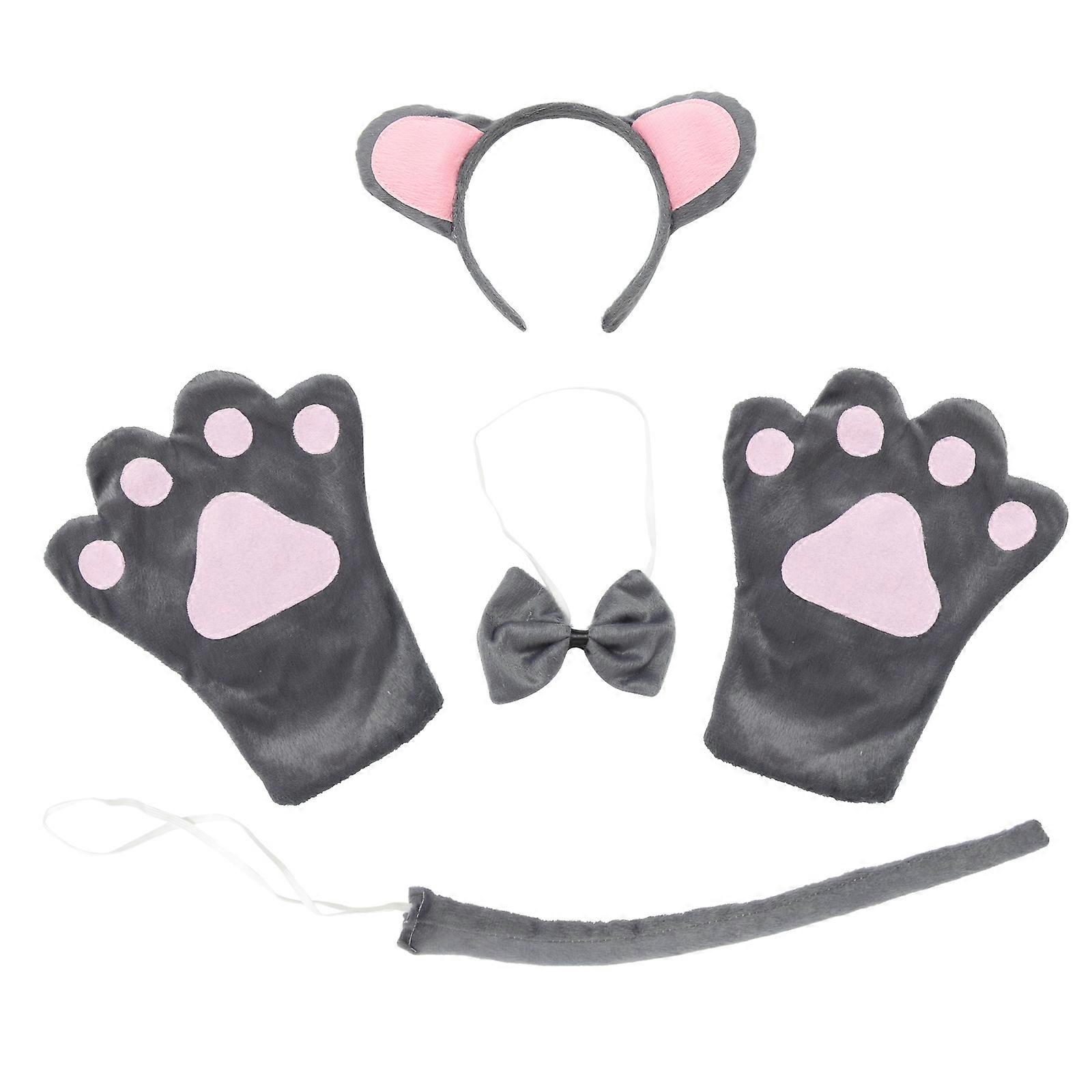 Mice Cosplay Accessory Set for Performance 2Sets Animal Headband with Bow Tie