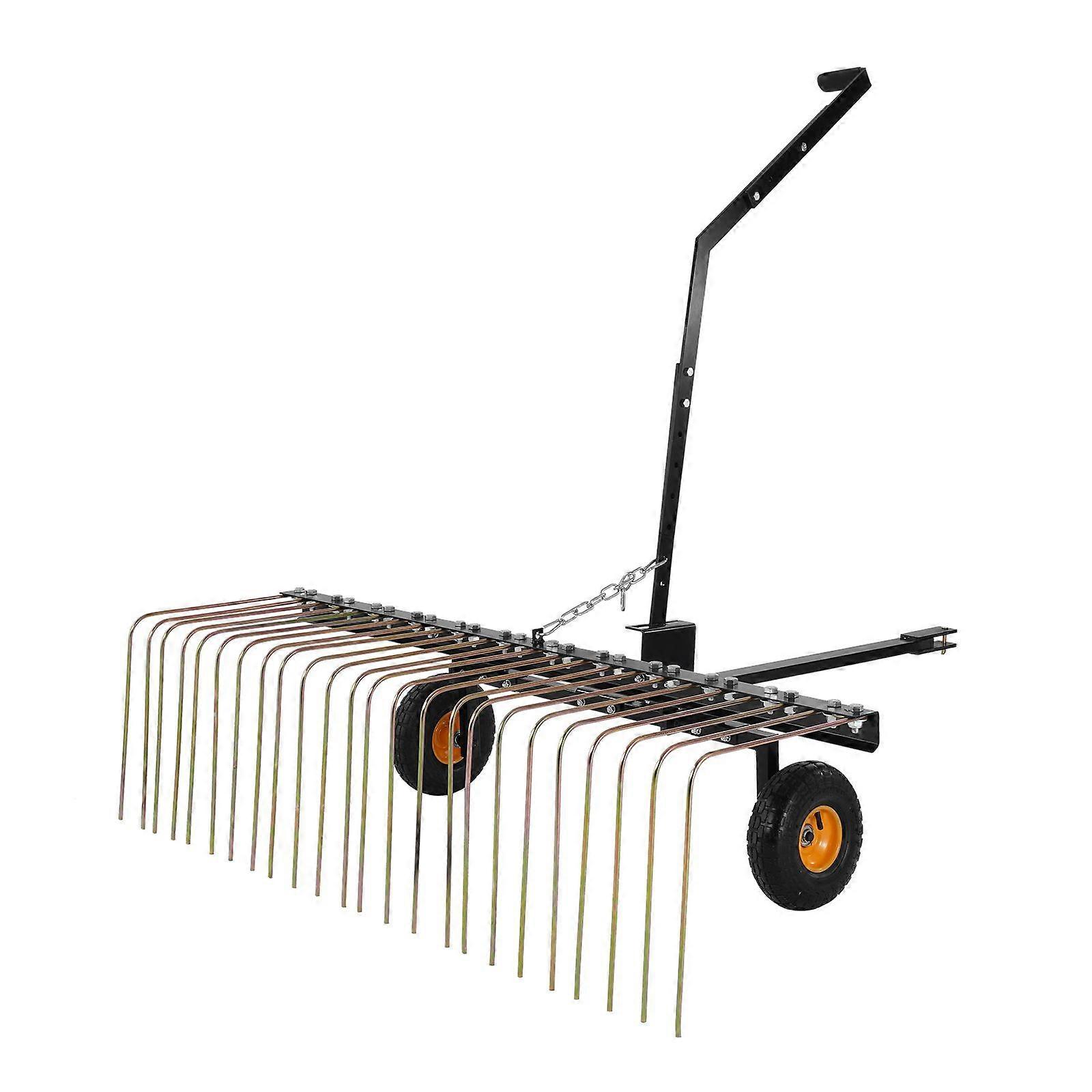 Tow Behind Dethatcher, 60-inch Tow Dethatcher with 24 Steel Tines, Lawn Dethatcher Rake for ATV or Mower,  with Lift Handle