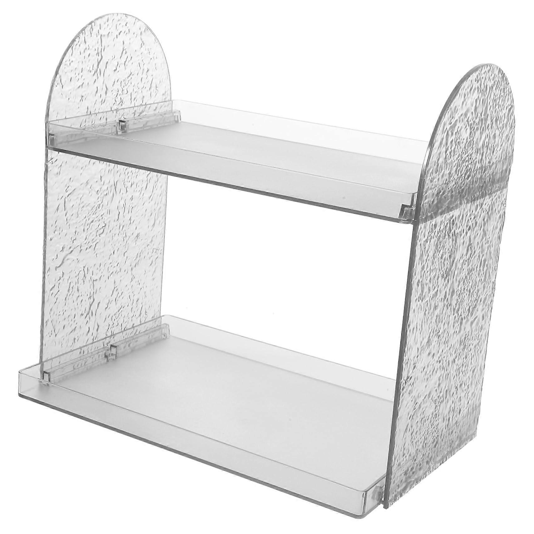 Double Glacier Pattern Makeup Organizer Transparent Skincare Storage Rack for Cosmetics with Multi-Level Shelves