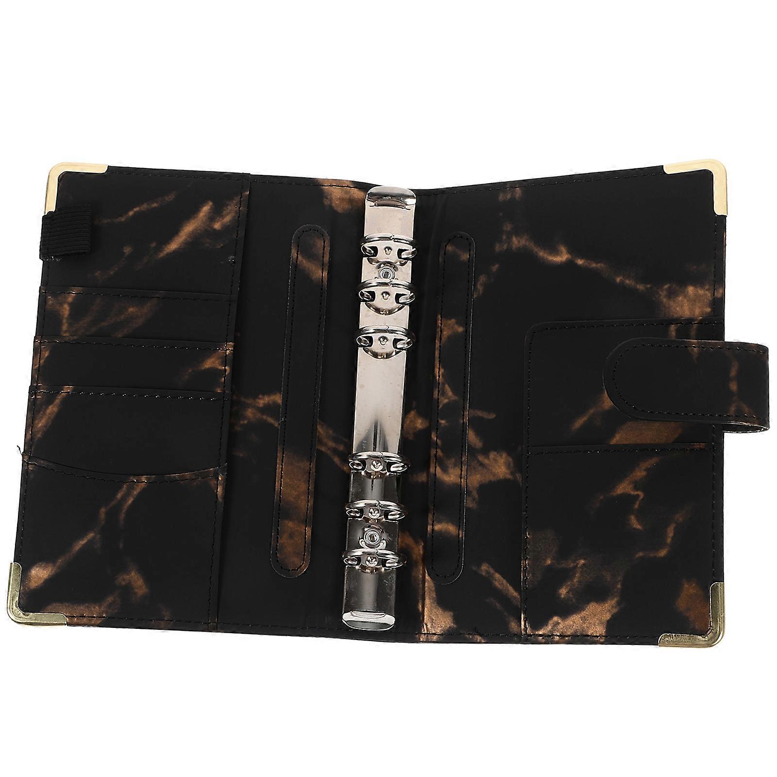 Decorative Binder Shell Black PU for Protective Use 6-Ring Binder Cover
