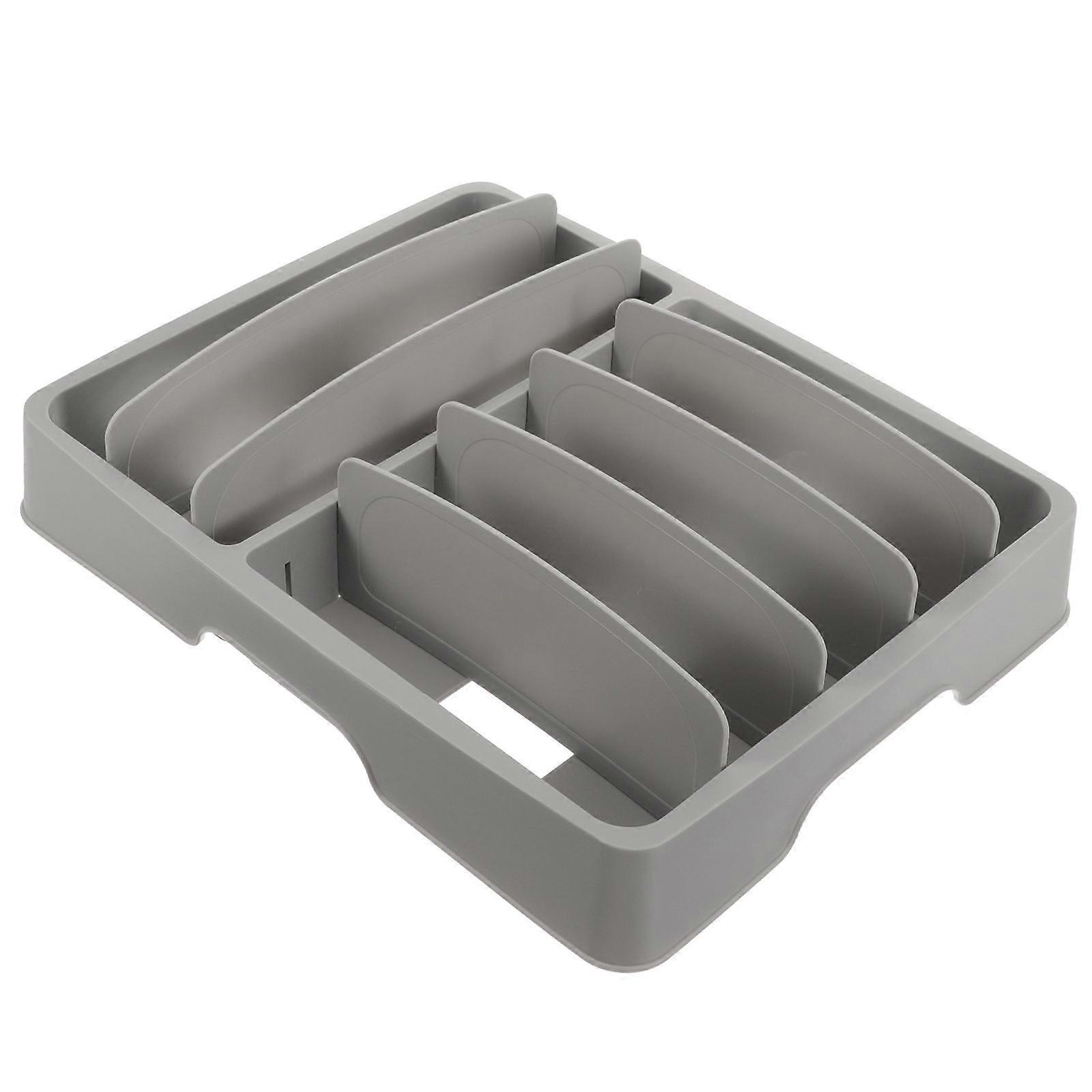 Rectangular Cutlery Organizer for Home Use Multi-Grid Storage 32x26cm Grey 1Pcs