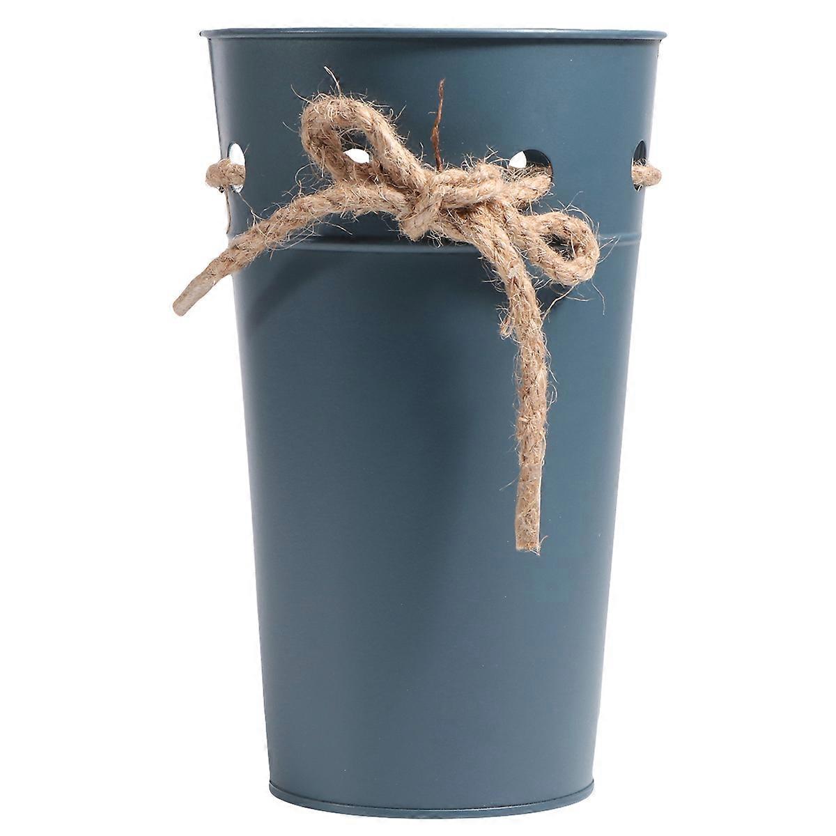 Iron Pail for Storage Use 2Pcs Vintage Style Gardening Bucket Dark Blue