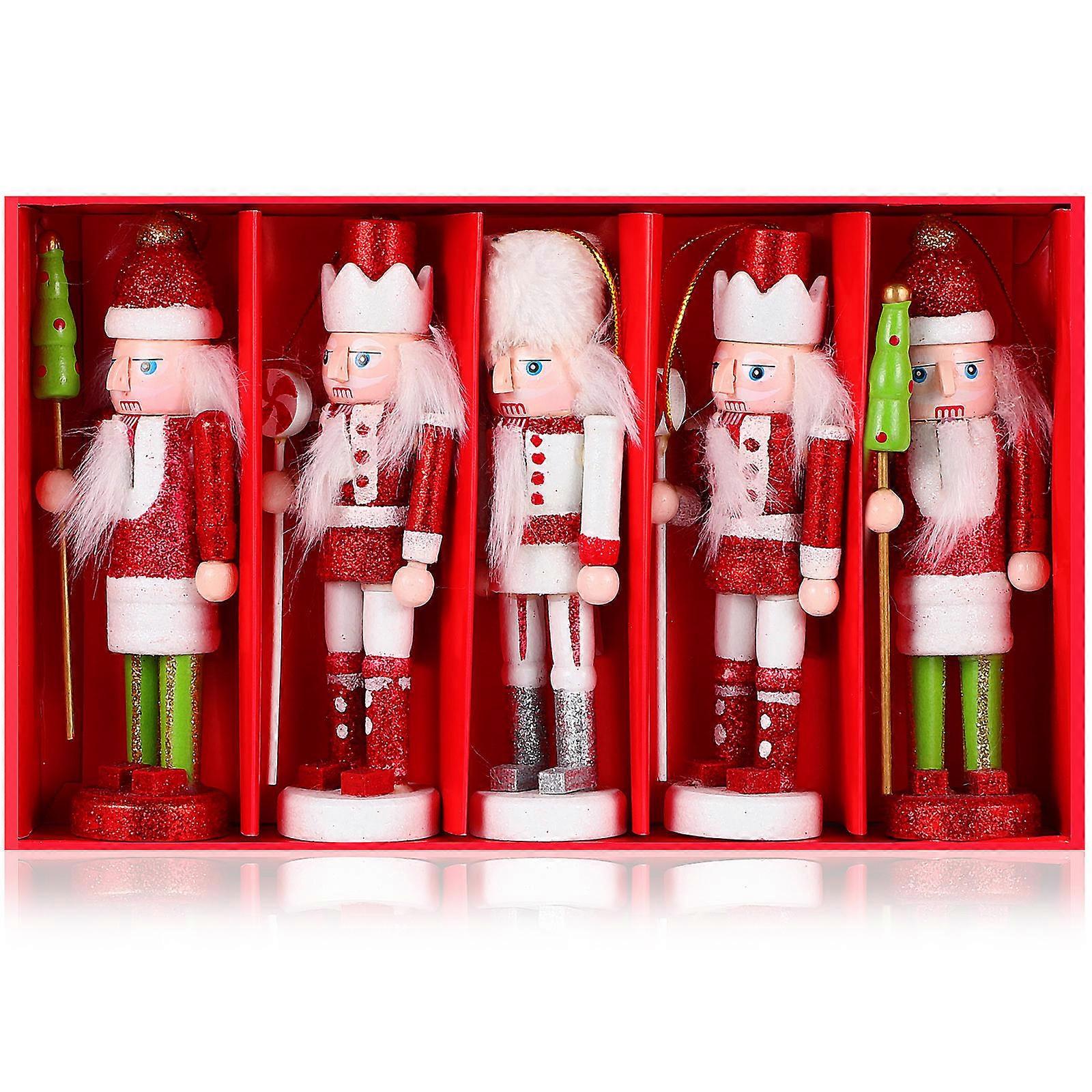 Wooden Nutcracker Christmas Decoration Figures For Household And Office 5.11X1.57X1.57 In Assorted Color Classic Design 25 Pcs