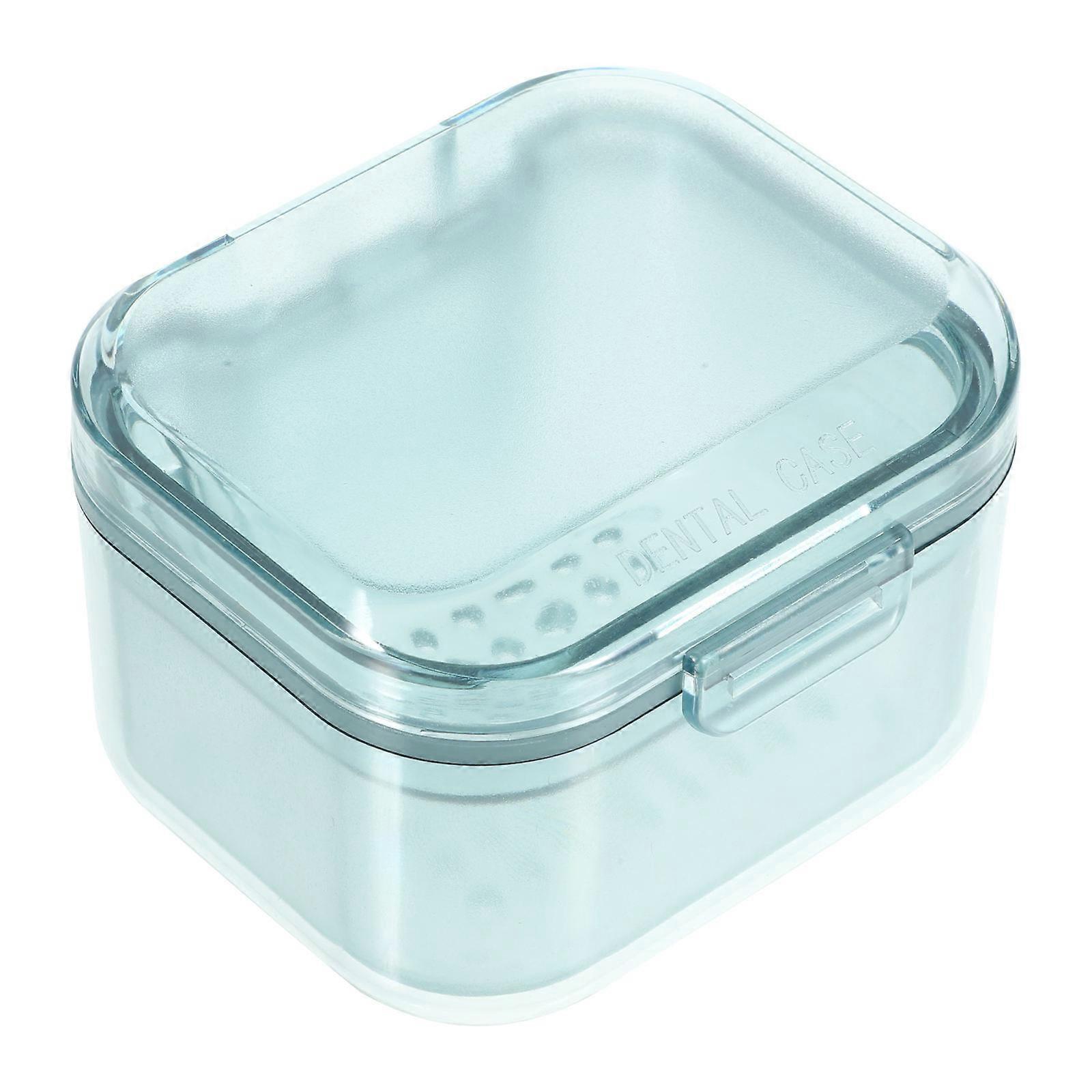 4Pcs Denture Case for Teeth Storage Blue Plastic Retainer Container