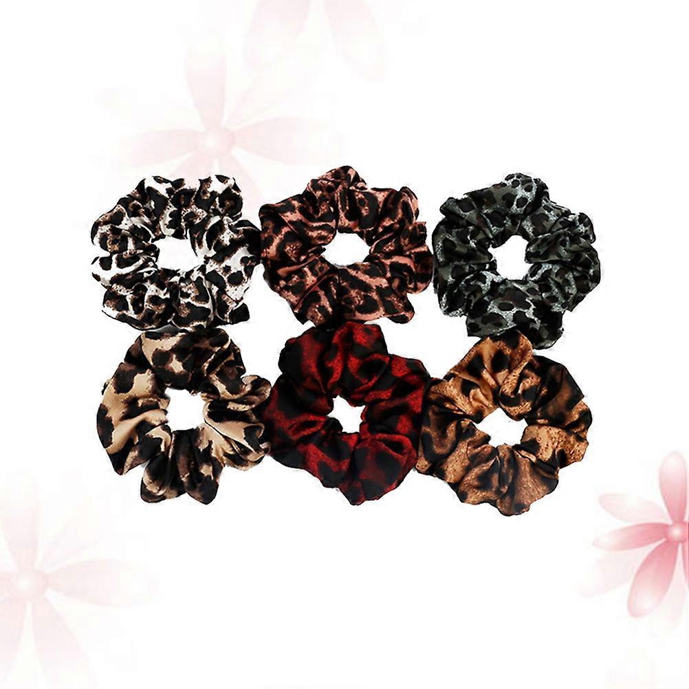 Leopard Print Hair Tie for Decoration Use 6Pcs Per Set Bright Elastic Bands