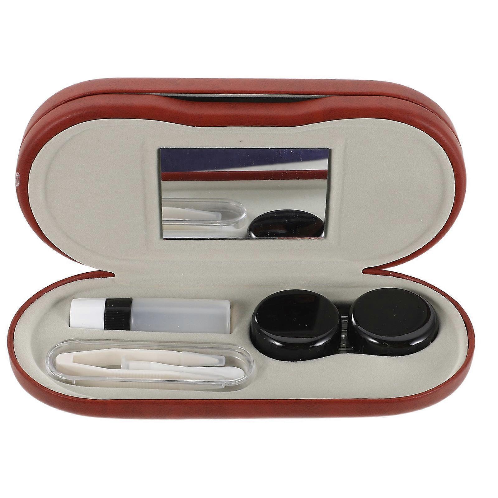Eye Glasses Case PU Dual Eyeglass Case for Travel with Hard Shell