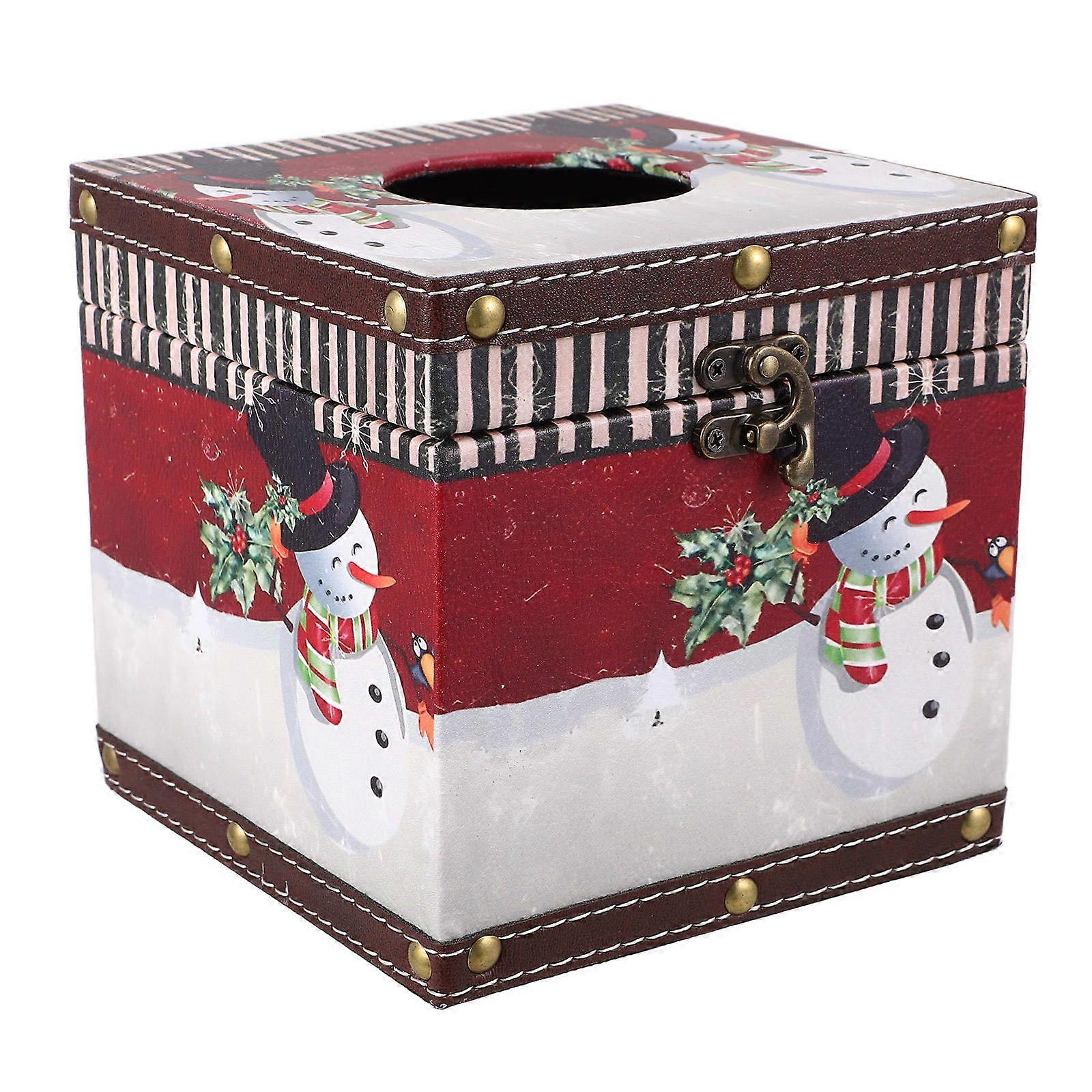 Wooden Paper Towel Holder Christmas Tissue Box for Storage 3Pcs Set