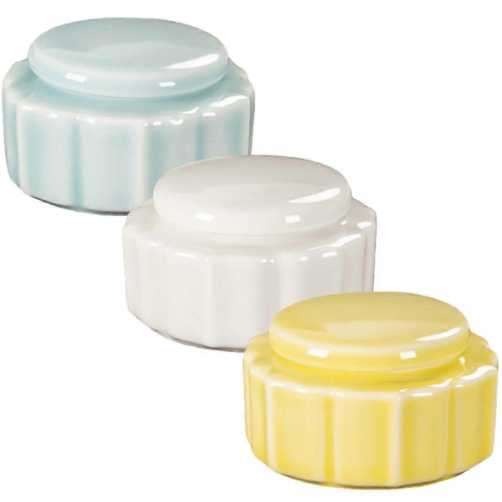 Cosmetic Storage Containers 6 Pcs Round Ceramic Jars Ideal For Home Use Travel Face Cream Vintage Style