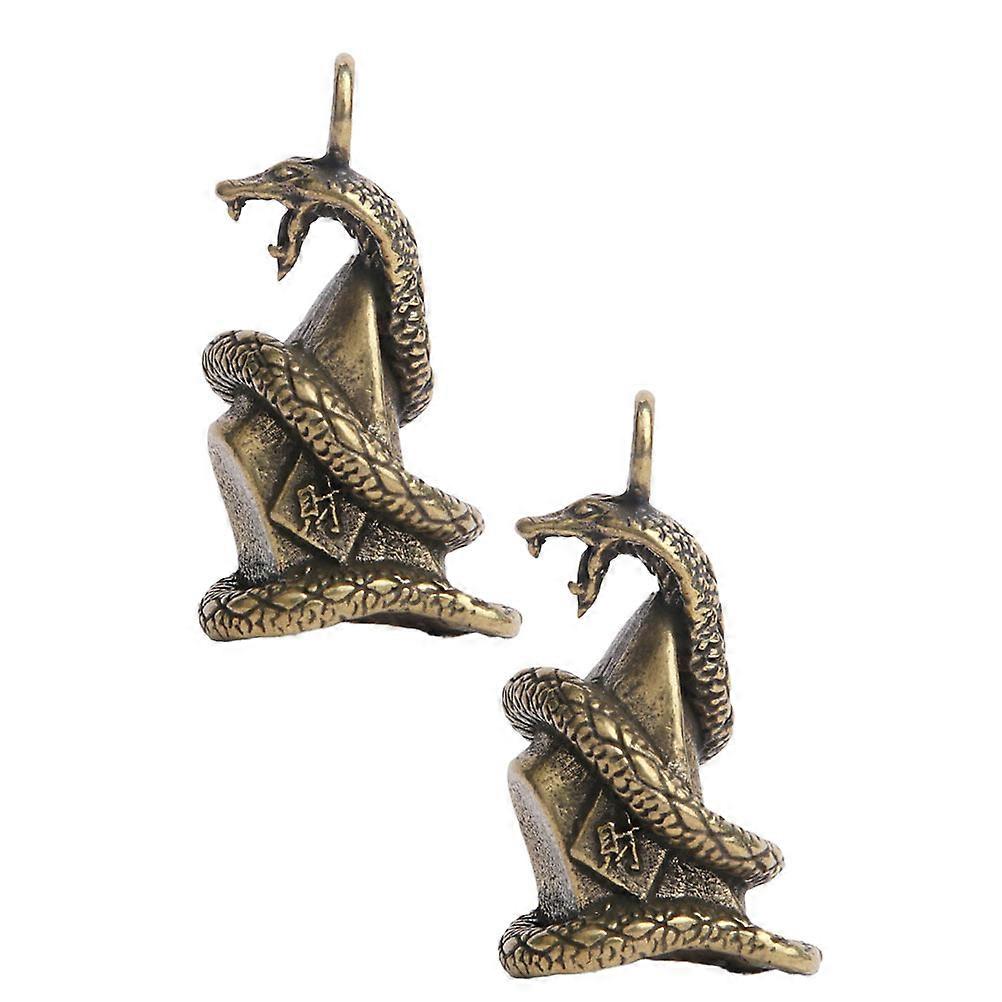 Brass Ingot Snake Keychain Pendant for DIY Decor 4Pcs Set