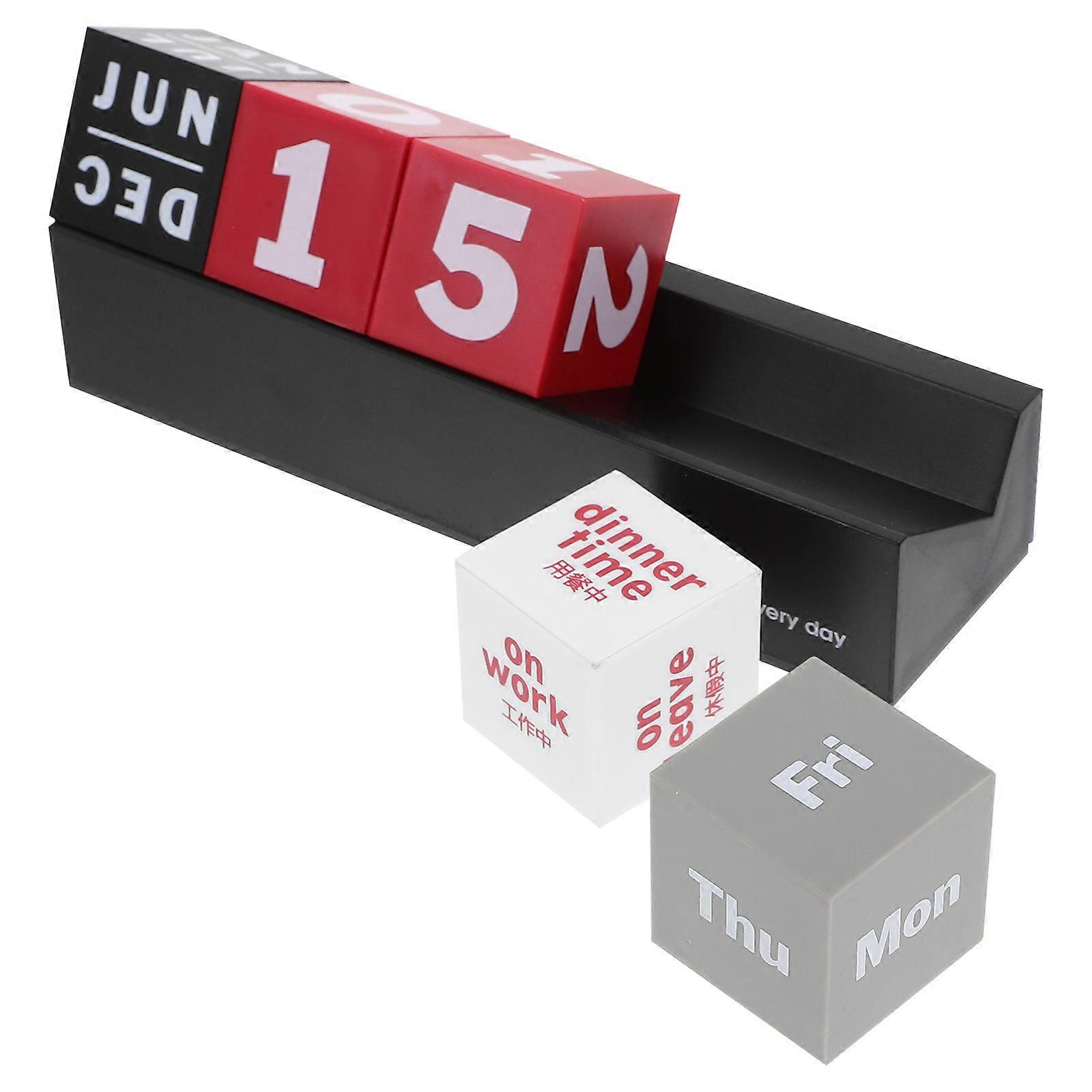 Perpetual Desk Calendar Wooden Block Calendar for Desktop Decor 2Pcs