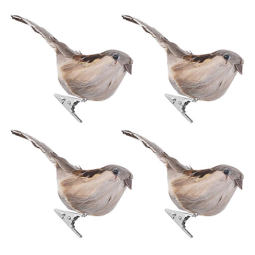 Simulated Birds Garden Decoration 12Pcs Grey Artificial Bird Ornaments