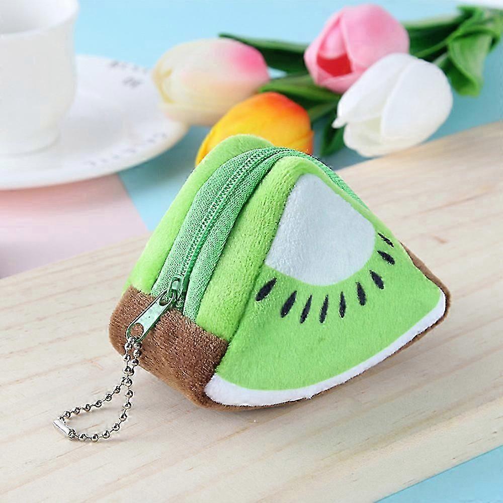 1-4pcs Cartoon Creative Plush 3D Triangle Fruit Coin Purse
