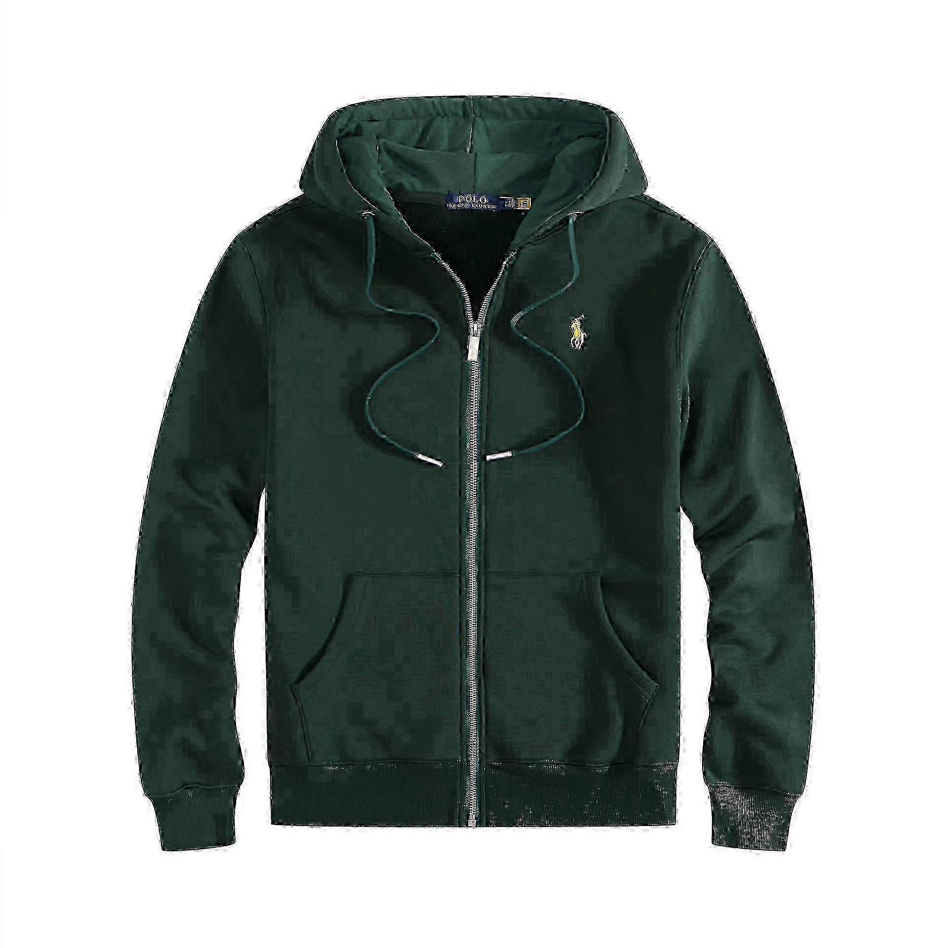 Conjunto de moletom com capuz e logotipo de cavalo pequeno bordado, cardigan com capuz e jaqueta casual de lã para homens - DSW