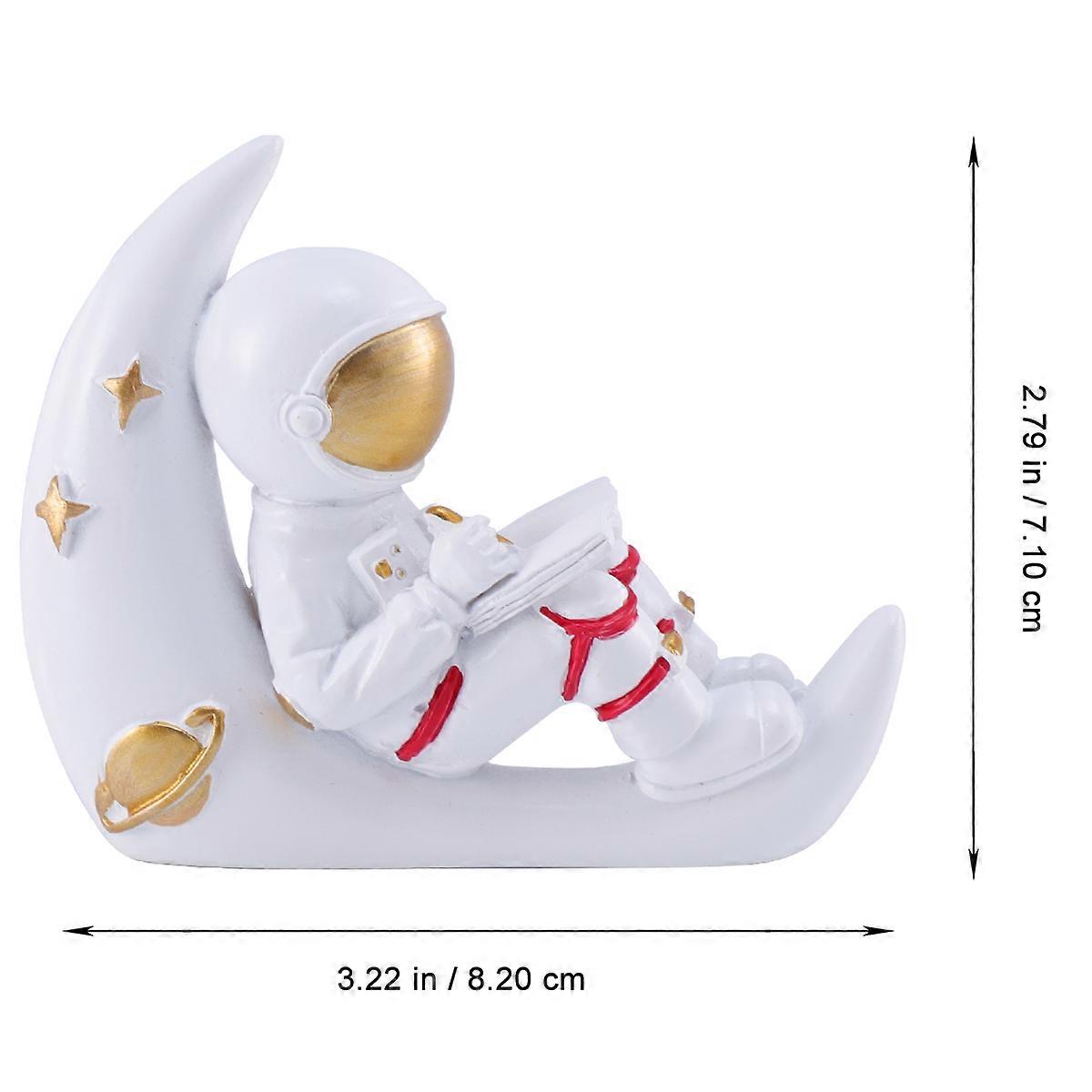 3D Astronaut Sitting On Crescent Moon Decorative Socket Cover For Household Users White Color 1Pcs