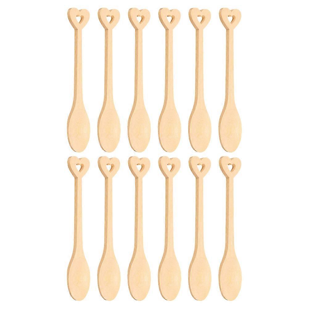 Bamboo Cooking Spoons Tiny Heart Handle for Sugar Stirring 60Pcs
