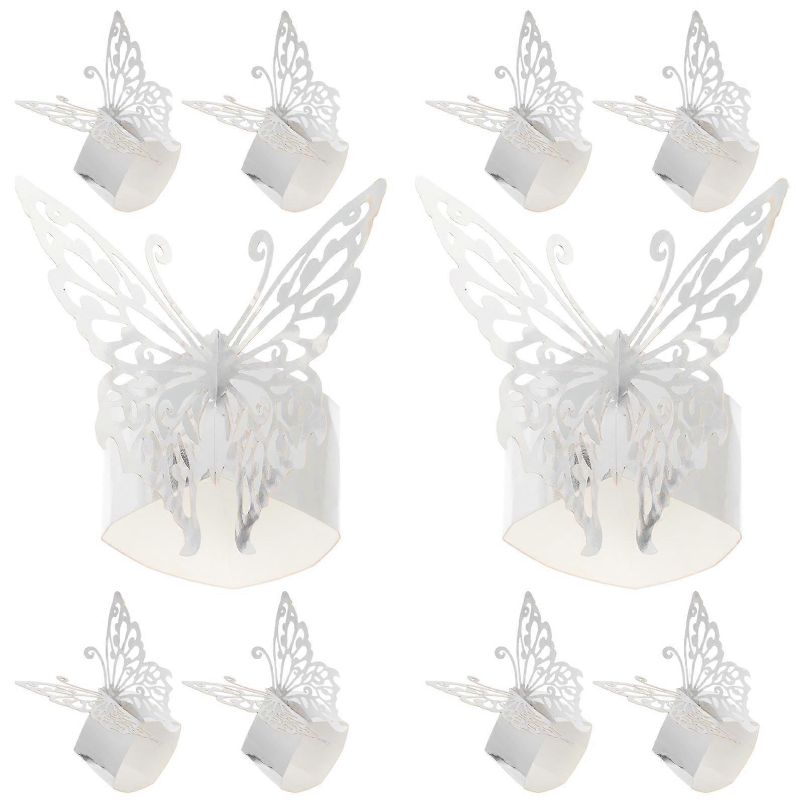 Serviette Ring Metal Butterflies for Party Use 100Pcs Silver
