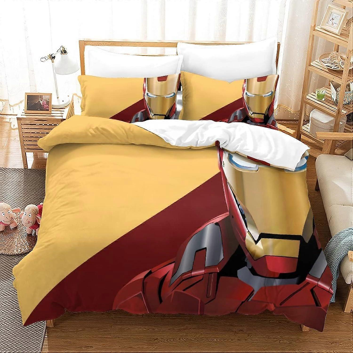 xzz486 Iron Man Duvet Cover Set Bedding Set Movie Poster Duvet Cover Double 140X200CM