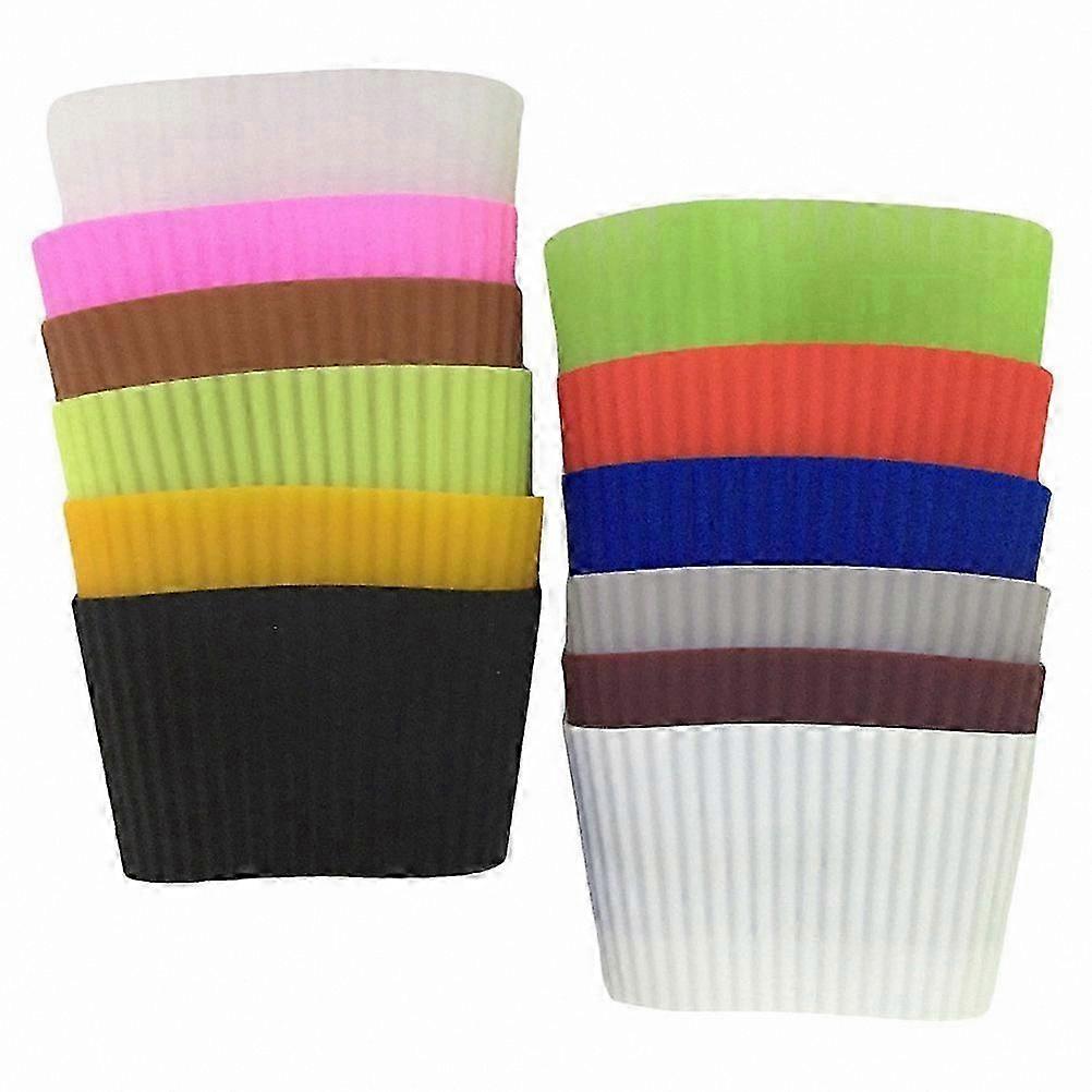 Assorted Color Silicone Mug Sleeves, 12-Pack, Heat-Resistant and Non-Slip Protective Covers for Everyday Use