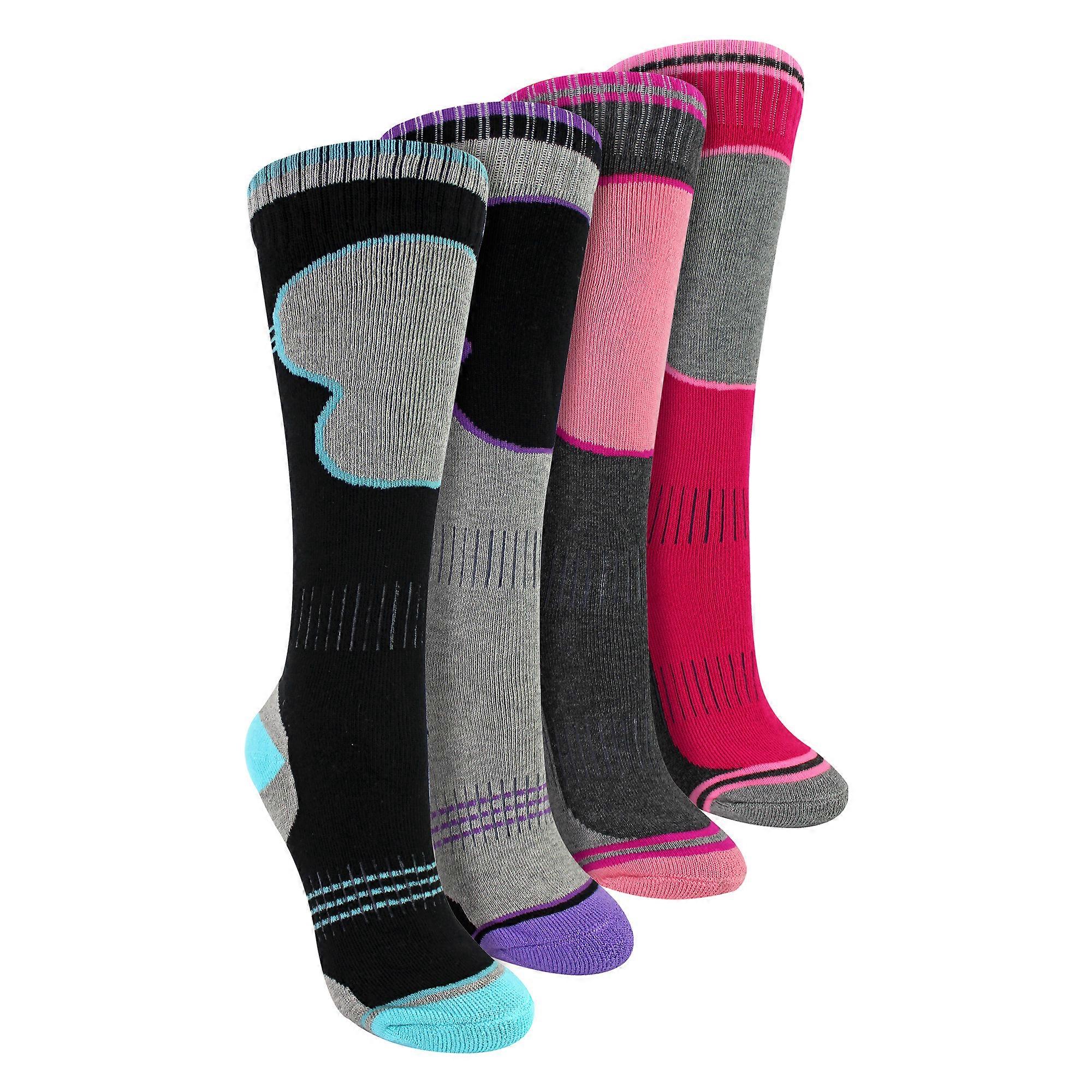 Sock Snob - 4 Pack Girls Ski Socks | Thermal Winter Socks