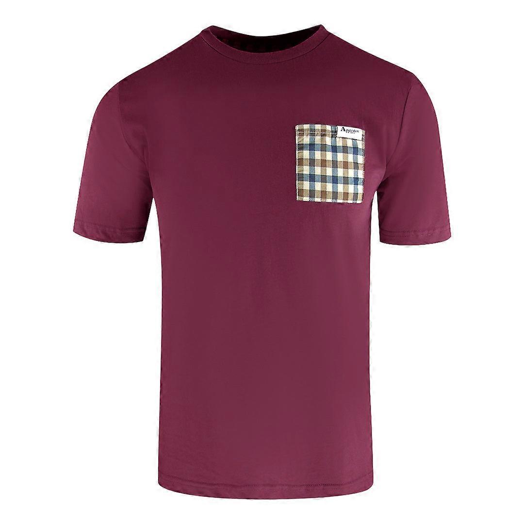 Aquascutum Active Check Pocket Burgundy T-Shirt