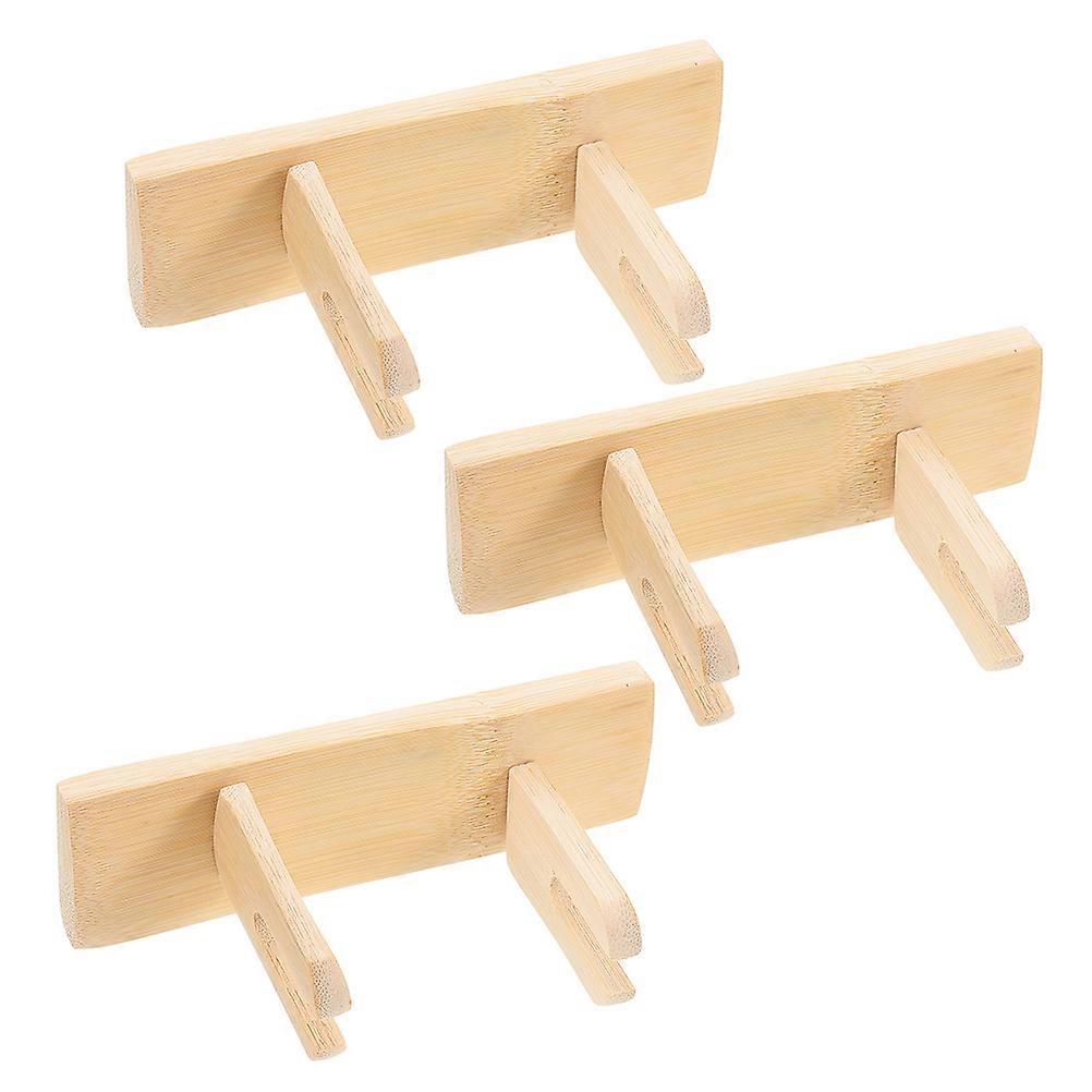 Hand Fan Holder Folding Fan Stand for Storage Use 6Pcs Wooden Beige