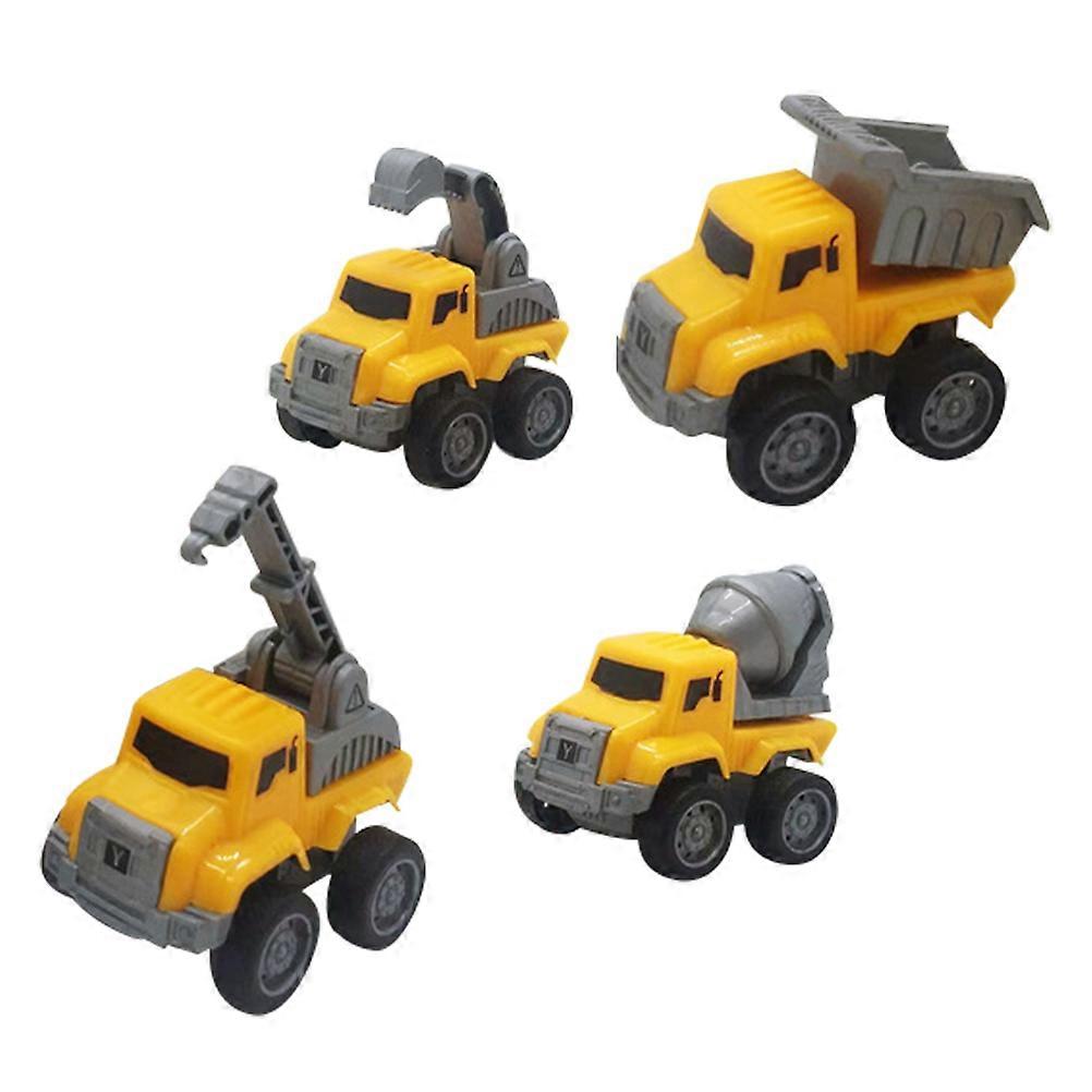 Friction Powered Construction Trucks Pull Back Car Toys for Playing 4Pcs