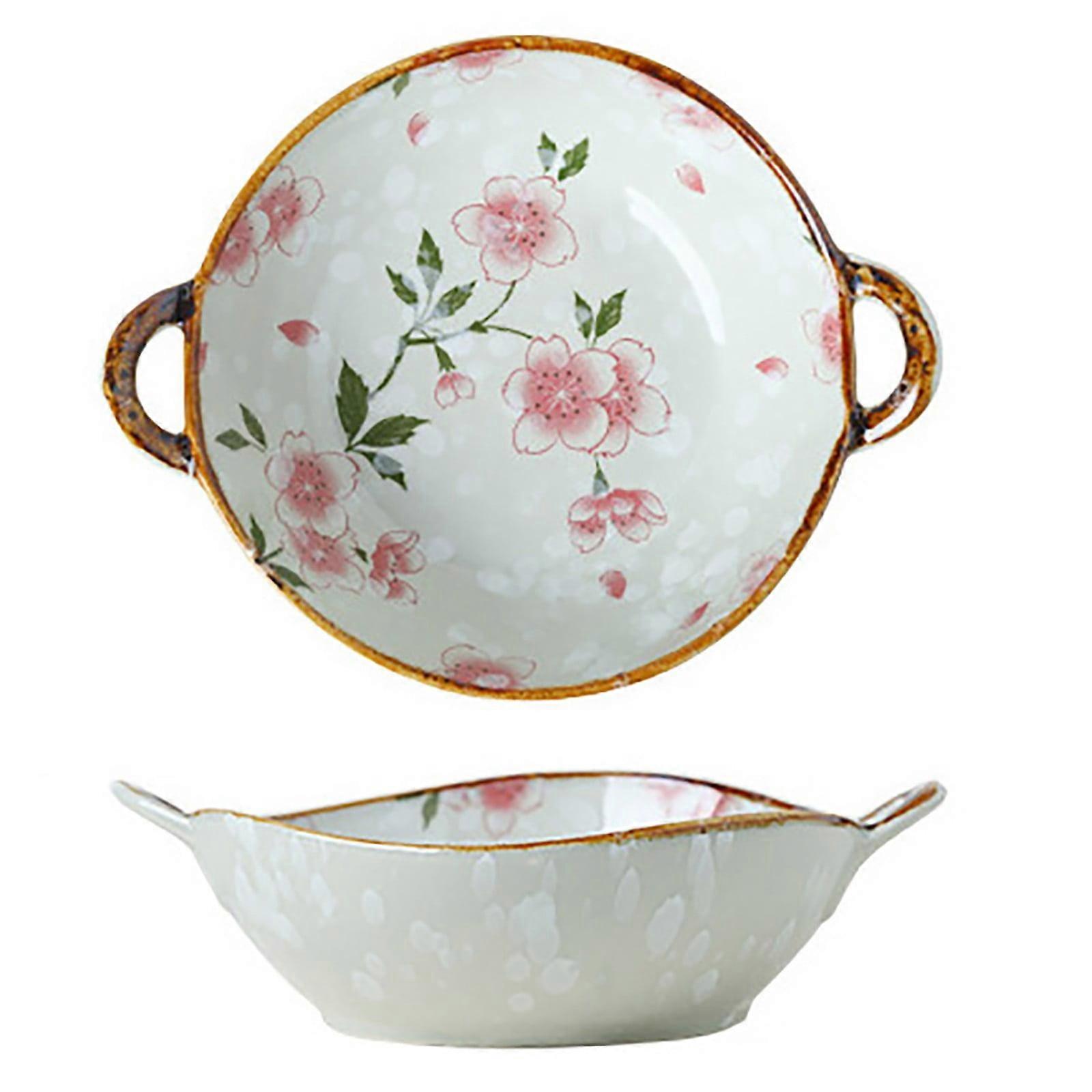 Tswift Tableware, Pasta Bowl with Double Handles, Rustic Porcelain, Compatible with Kitchen Use, for Cereal, Pasta, Ramen, Salad, Soup, Underglaze