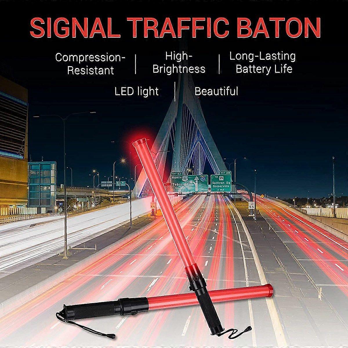 6 Pieces 41cm Signal Traffic Wand Safety with 2 Flashing Patterns