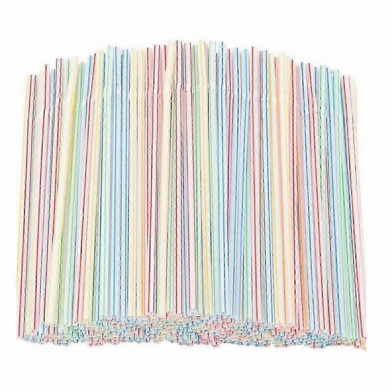 Multi-Colored Plastic Straws, 8-Inch Bendable Drinking Straws, 500 Count