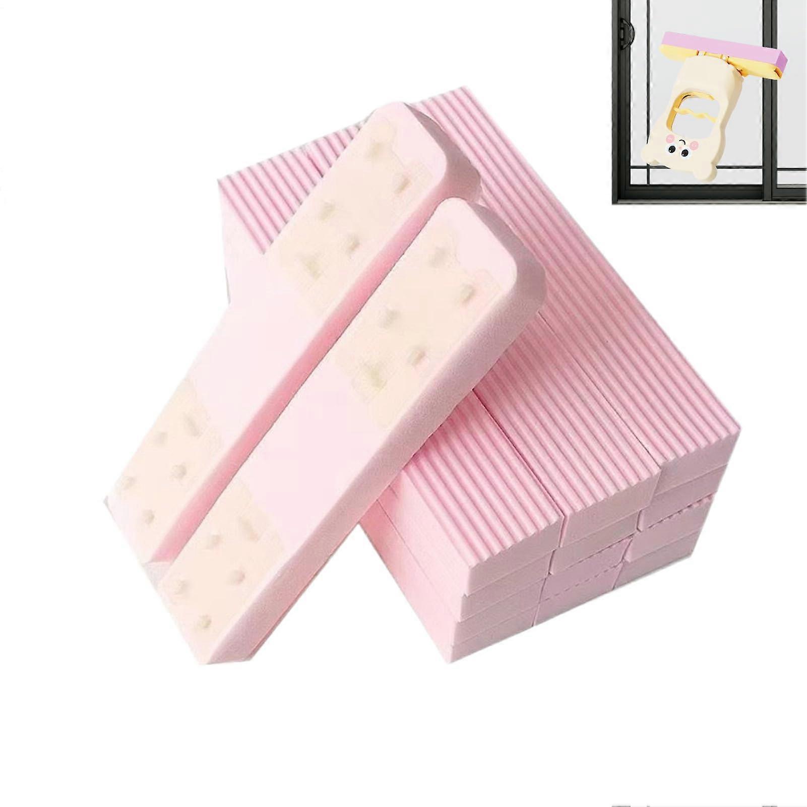 Small Space Hand Mop with Pink Replacement Sponges for Car, Floor, Table, Glass, Wall, 3 Pack