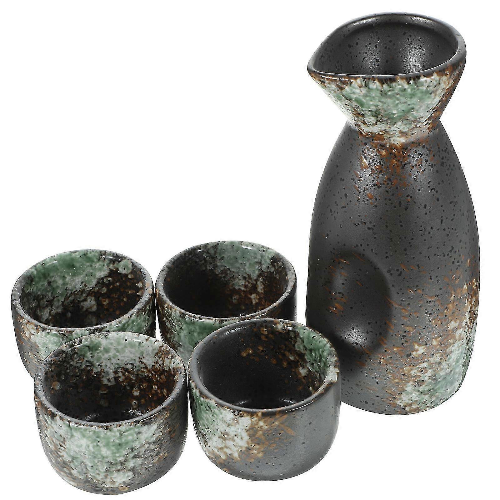 Retro Japanese Style Sake Pot And Cup Set For Family Gathering And Special Occasions 1 Set