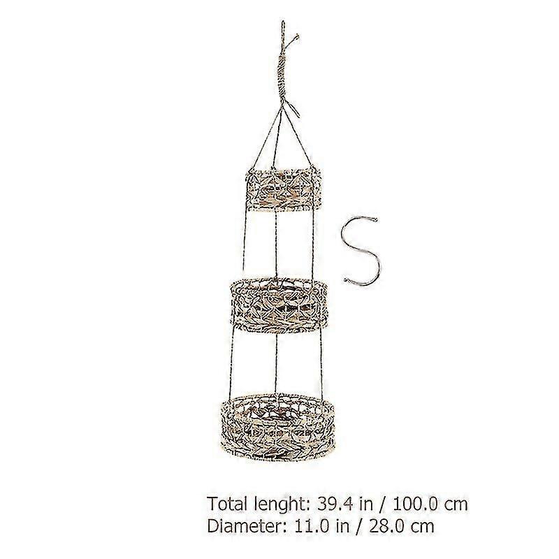 籐織りバスケット吊り下げフラワーバスケットフラワーバスケットガーデンインテリアの1セット