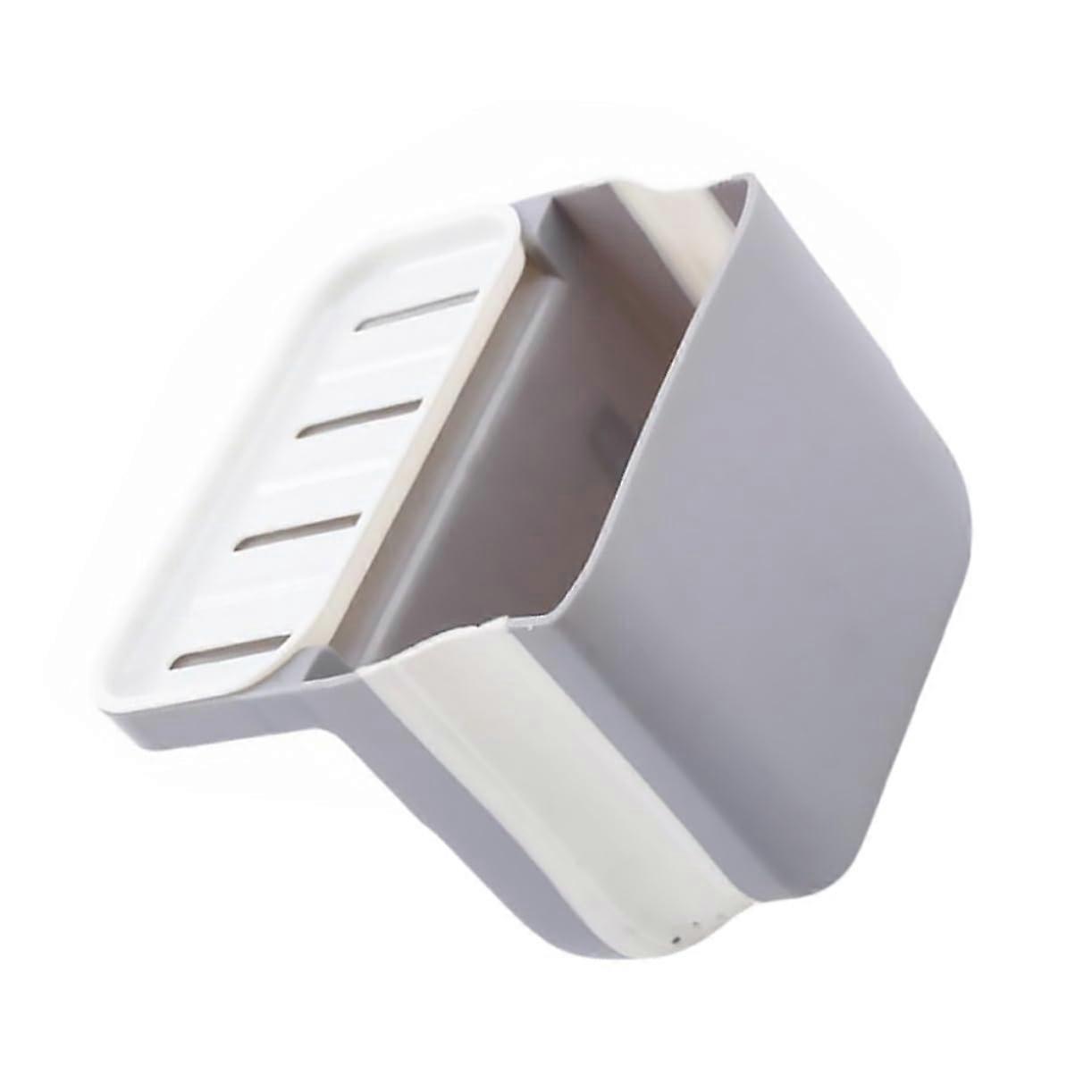 Multipurpose Foldable Hanging Kitchen Sink Drainer Basket Gray Hollow Out Design Fast Water Drainage Dry Wet Separation