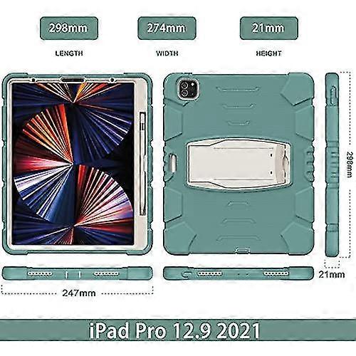 25-26 Timoom Case For Ipad Pro 12.9 Inch 5th Generation 2021 With Pencil Holder, Adjustable Kickstand, Pc/shockproof Silicone Protective Cov