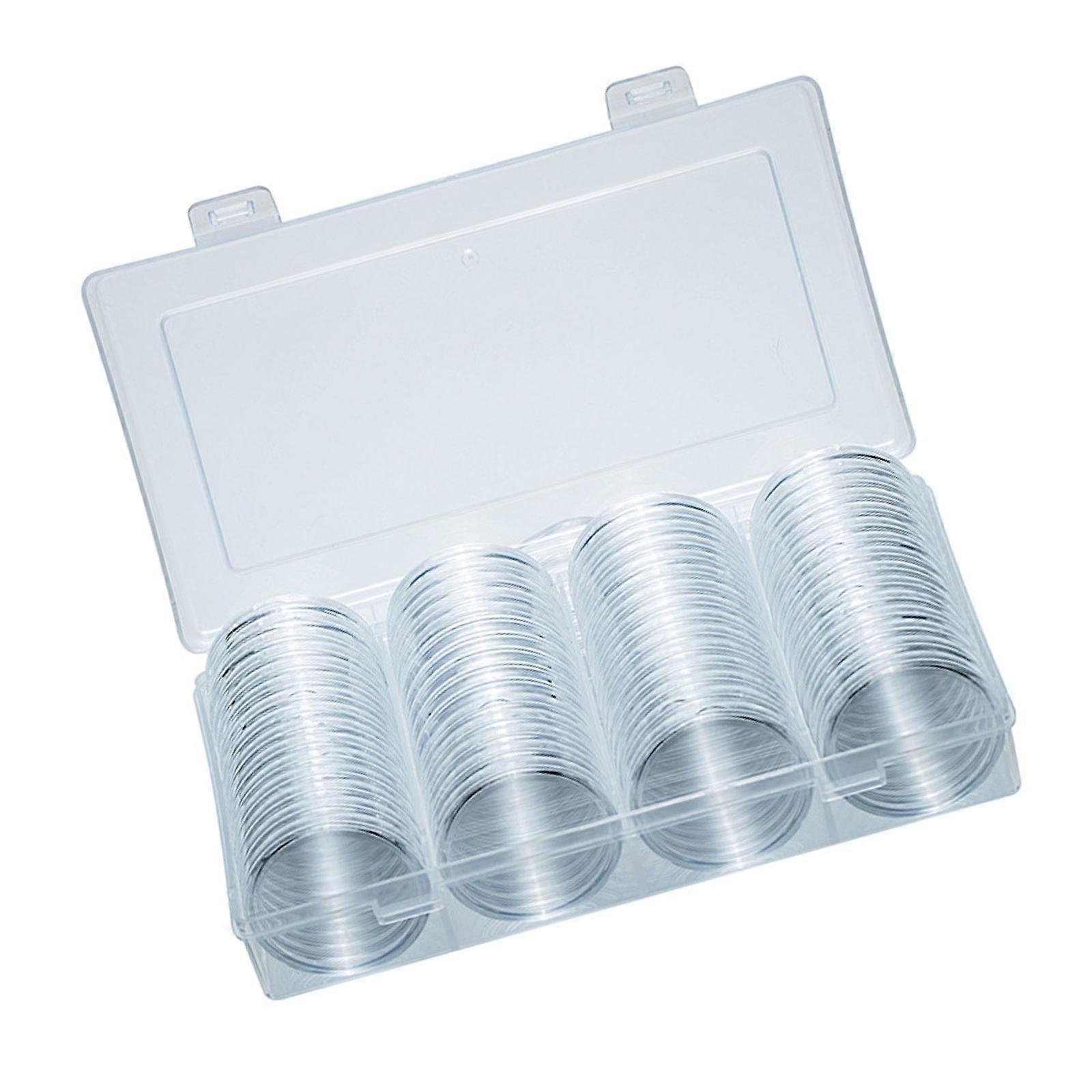 60pcs 40mm Coin Preservation Box Round Dustproof Transparent Coin Capsules Plastic Commemorative Medals Holder Case Multicolor