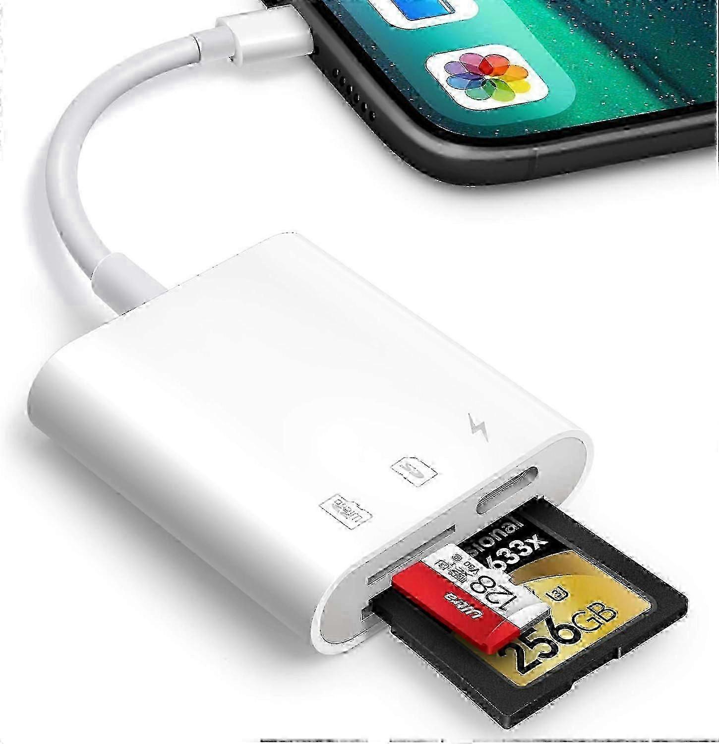 SD Card Reader for iPhone iPad - MicroSD Adapter with Plug & Play