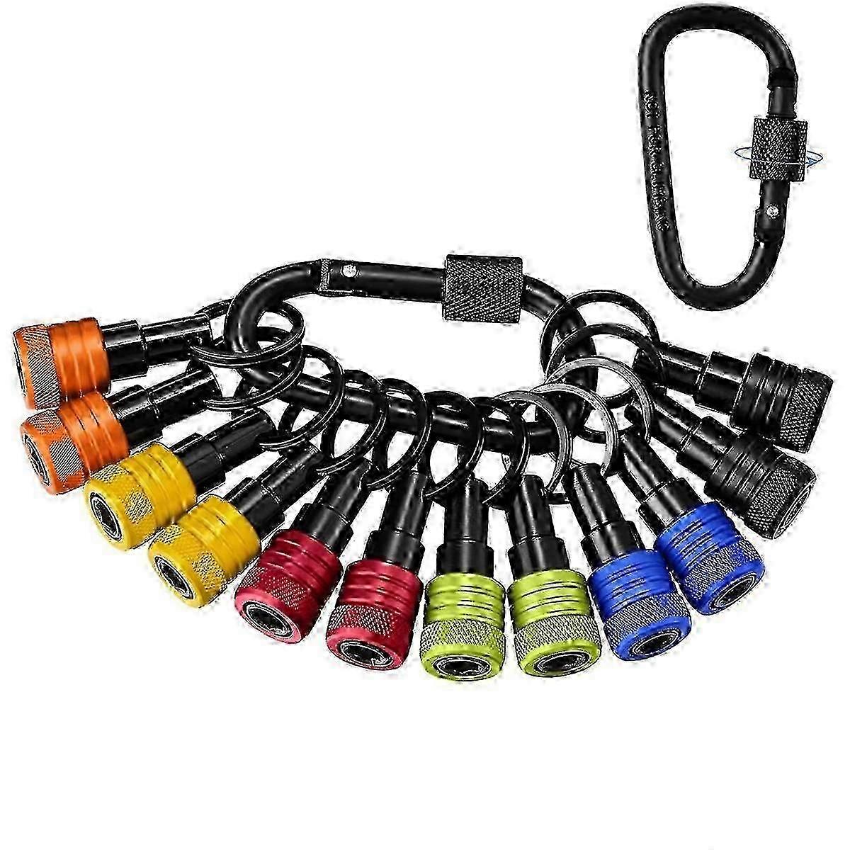 12Pcs Bit Holder Key Chain 1/4Inch Bit Holder Hex Shank Screwdriver Portable Light-Weight Quick-Release Extension Bar ws