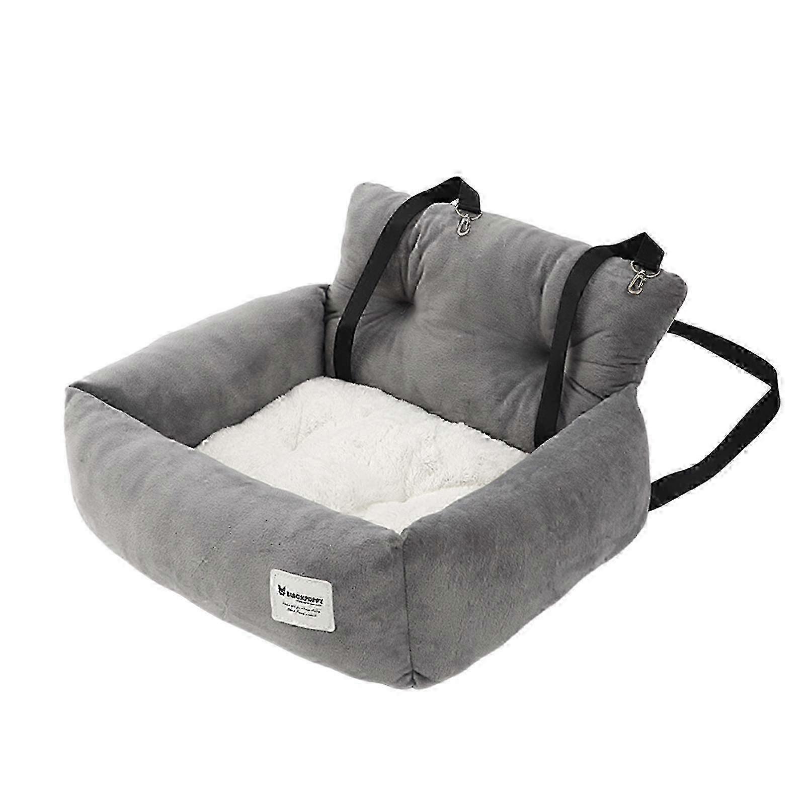 Pet Car Vehicle Seat Traveling Dog Cat Carrier Portable Easily Install Soft and Warm Fabric Accessories Gray Lightweight for at Home or Outd