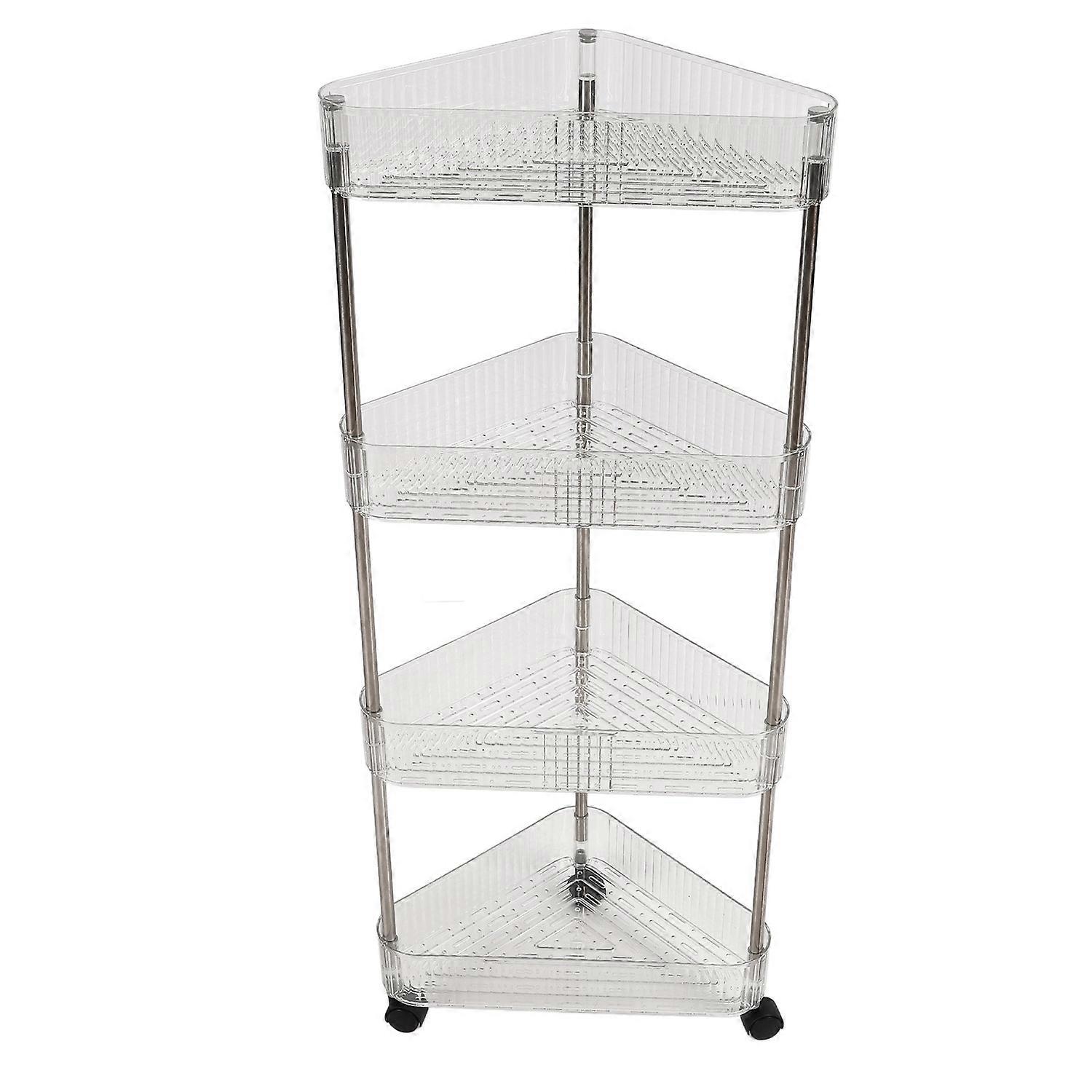 4 Tier Rolling Cart Transparent Multi Functional Movable Corner Baby Diaper Caddy Organizer Cart for