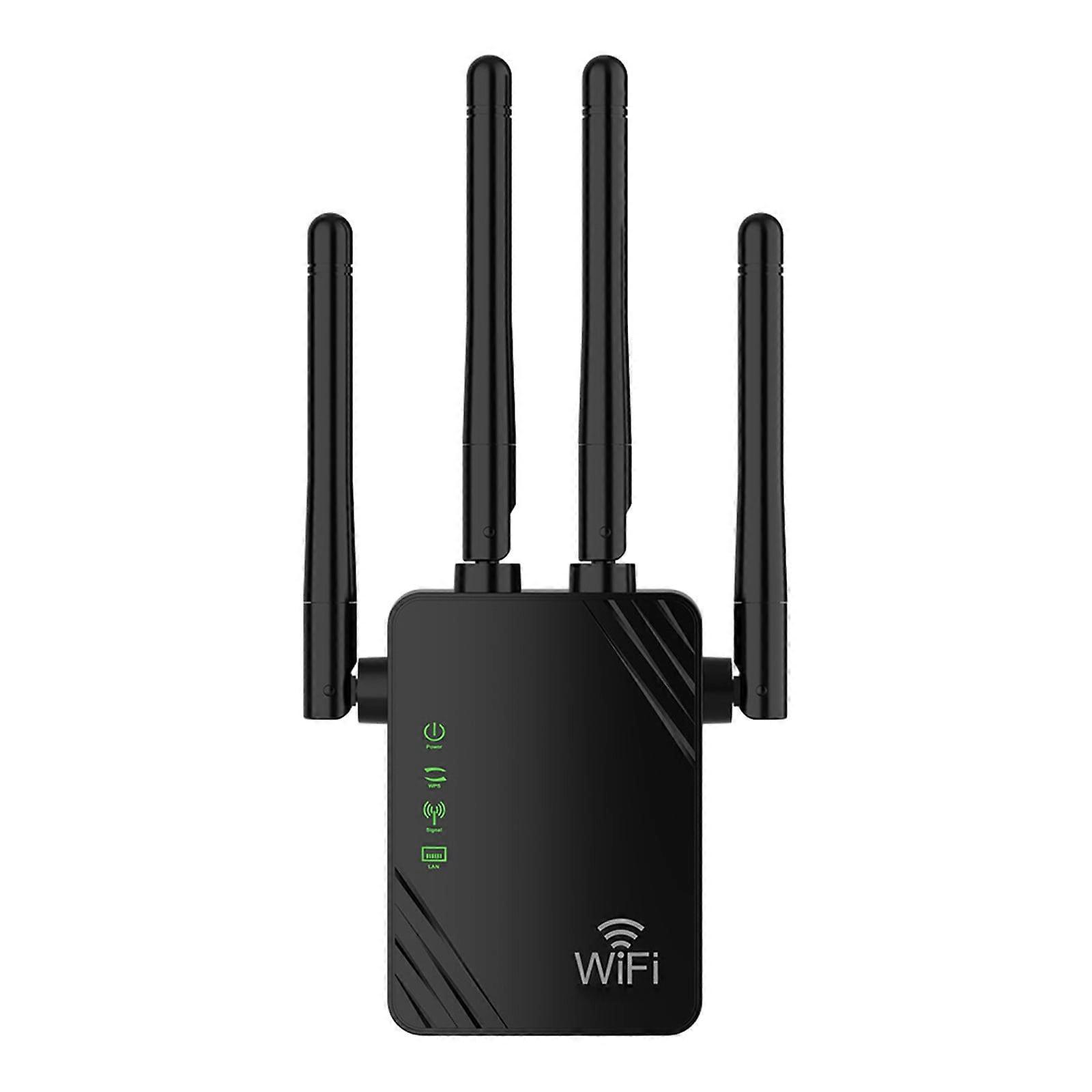 WRKEKC Gifts for Him Wireless Wifi Extender 2.4/5Ghz Dual Booster Repeater 300Mbps Network Amplifier Long Range Signal Wi-Fi Repetidor Black