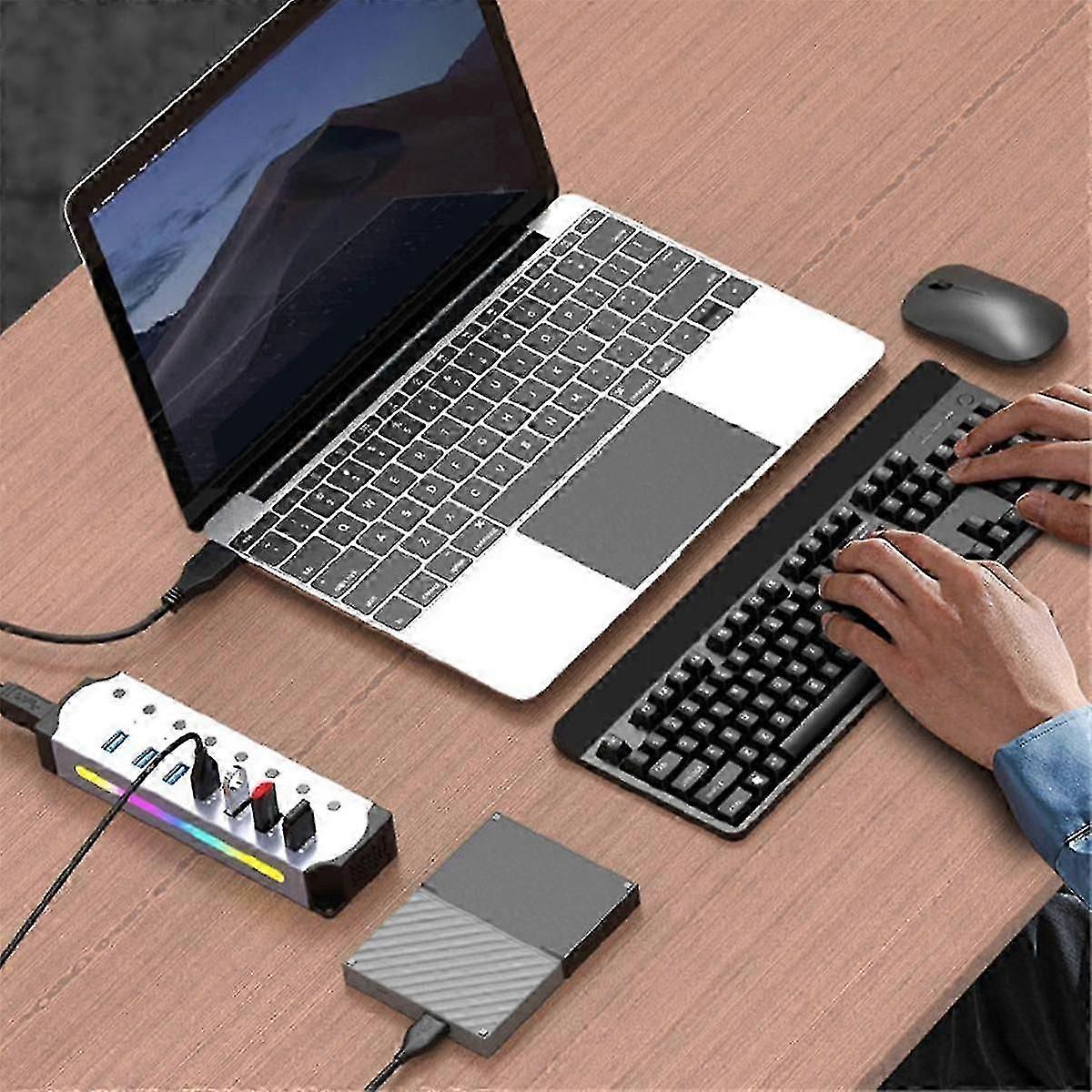 Multifunction Rgb Usb 3.0 Hub With 5gbps Fast Transmission Splitter Bc 1.2 Charging Protocol Computer Expansion Dock