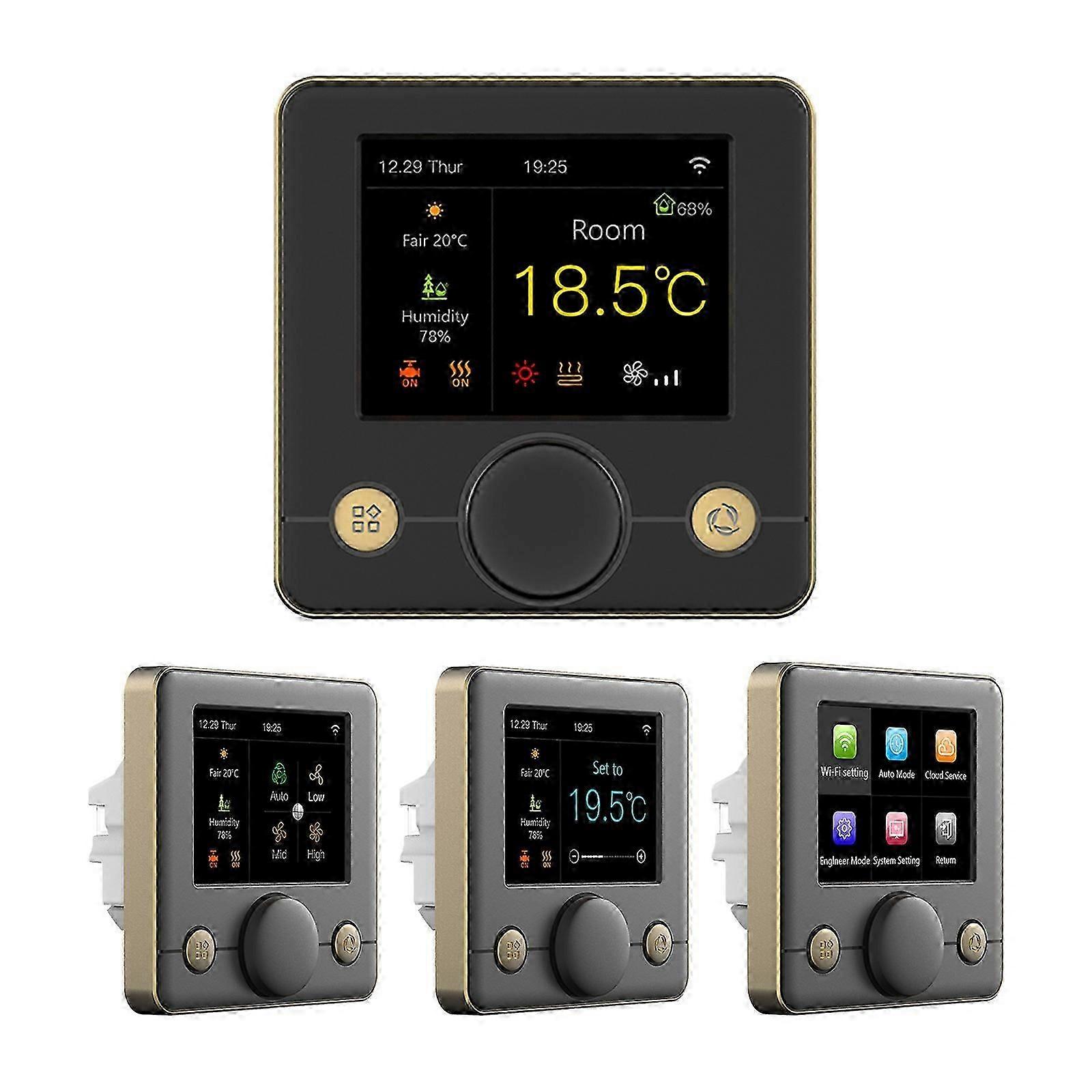 WiFi Smart Boiler Thermostat with 2.8" RGB LCD Touch Screen, Black