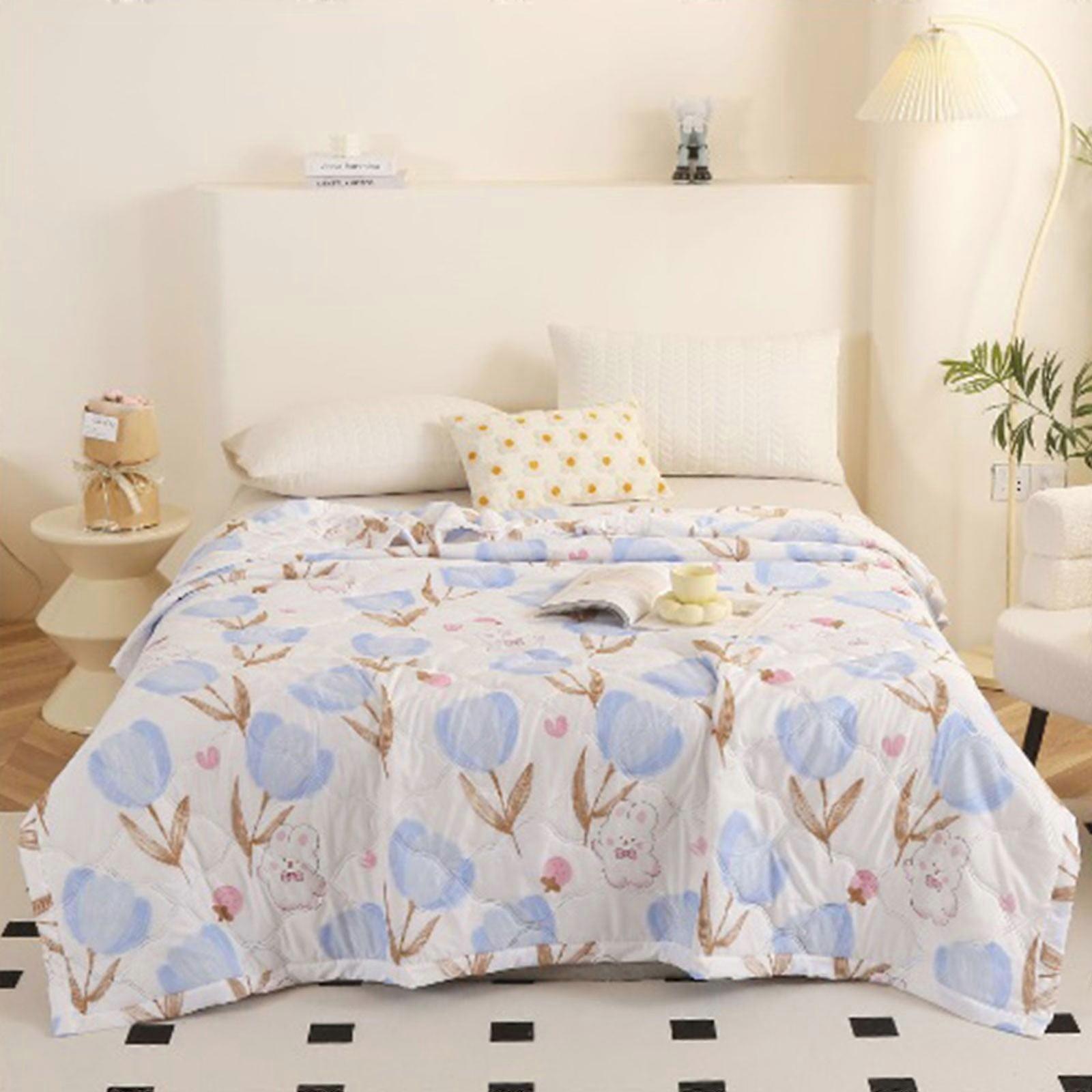 Uclet Saving Blanket for Hot Sleepers, Skin-Friendly Cotton Summer Bed Blanket, Cool & Ventilated Comforter, Plain Print, Washable